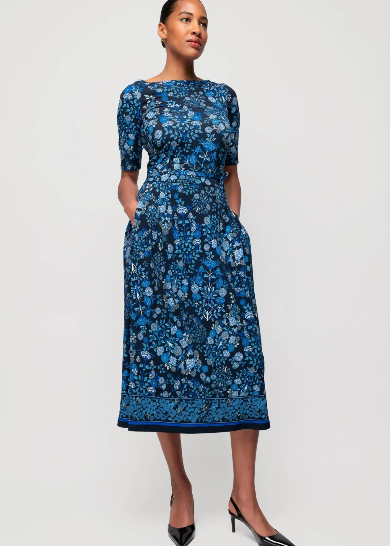 Vanilia Tricot Top Met Bloemen Lago / Classic Navy / Indigo Best