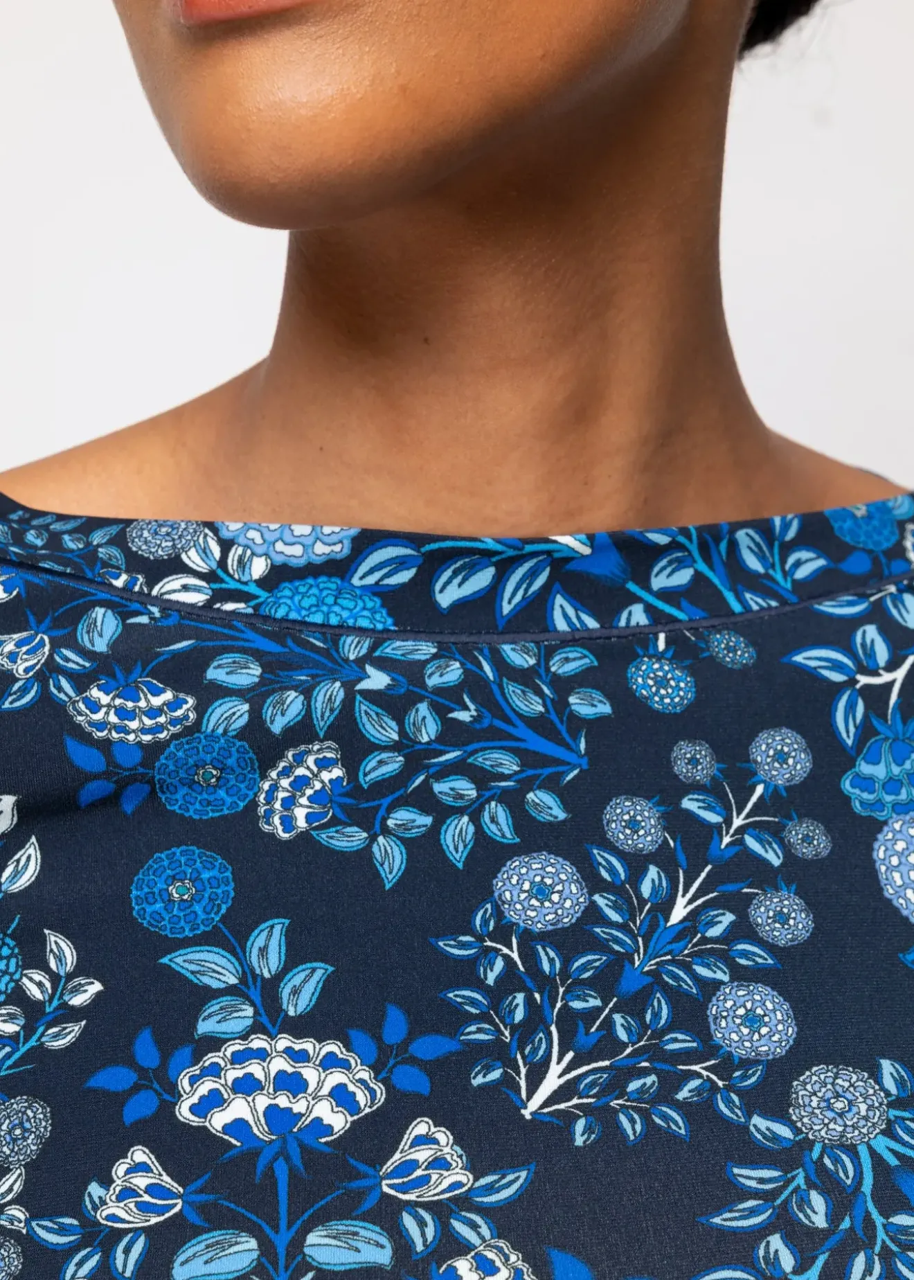 Vanilia Tricot Top Met Bloemen Lago / Classic Navy / Indigo Best
