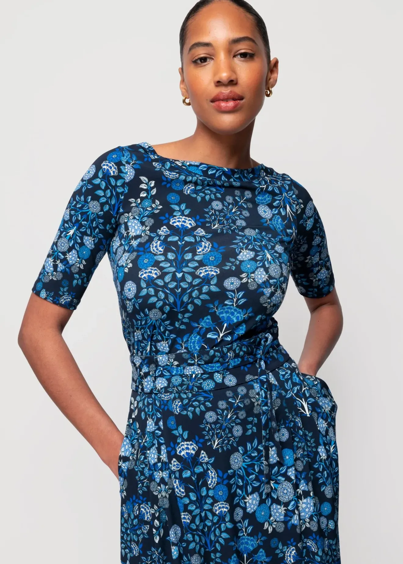 Vanilia Tricot Top Met Bloemen Lago / Classic Navy / Indigo Best