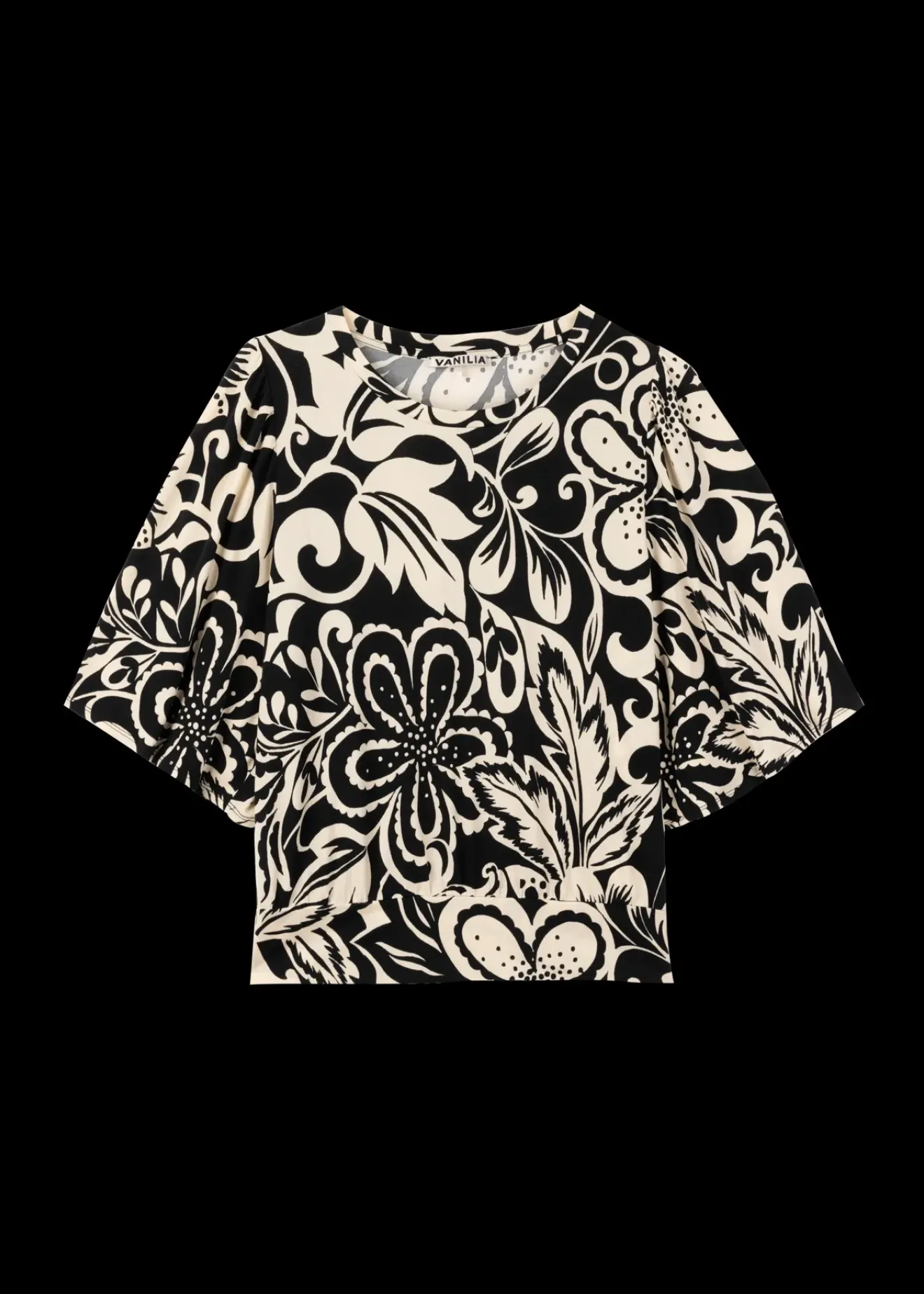 Vanilia Tricot Top Met Bloemenprint Antique Cotton/Black Sale