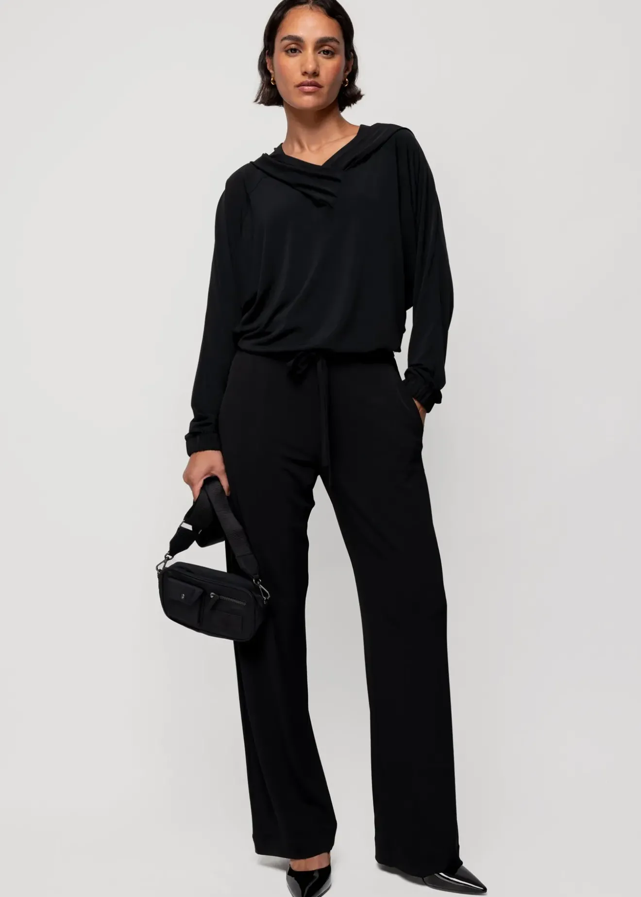 Vanilia Tricot Top Met Capuchon Zwart Discount