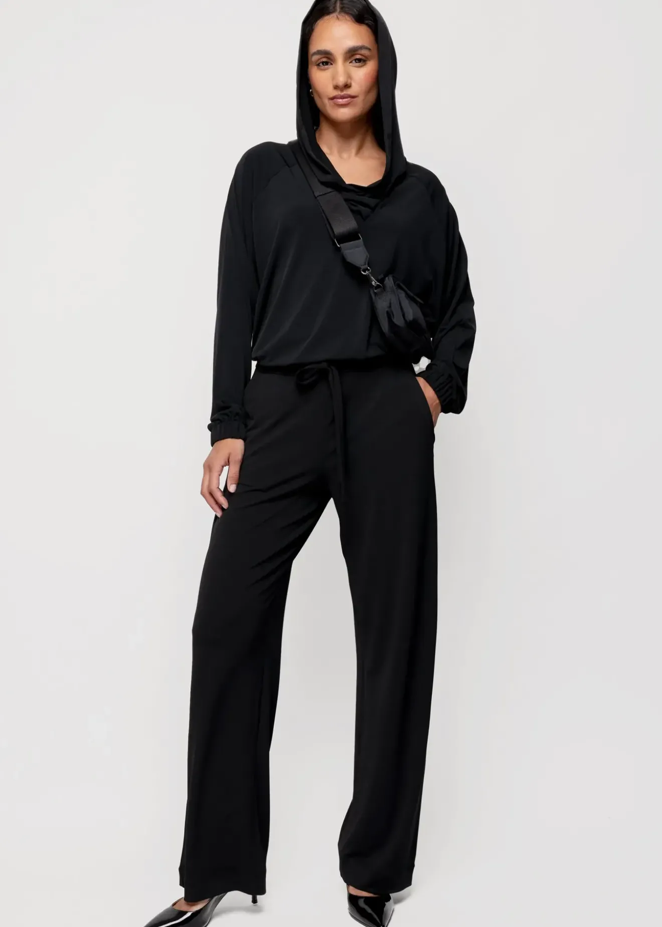 Vanilia Tricot Top Met Capuchon Zwart Discount