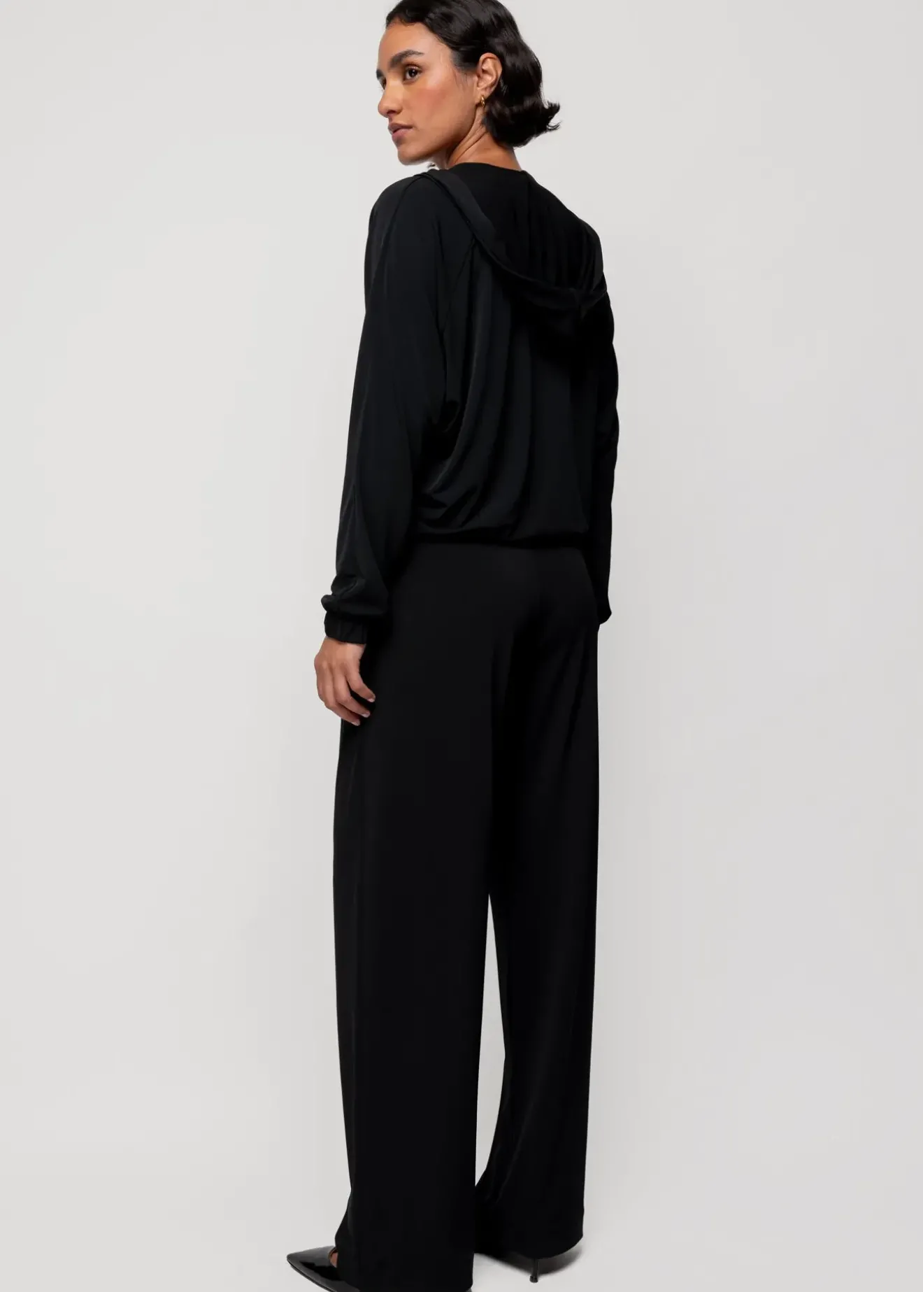 Vanilia Tricot Top Met Capuchon Zwart Discount