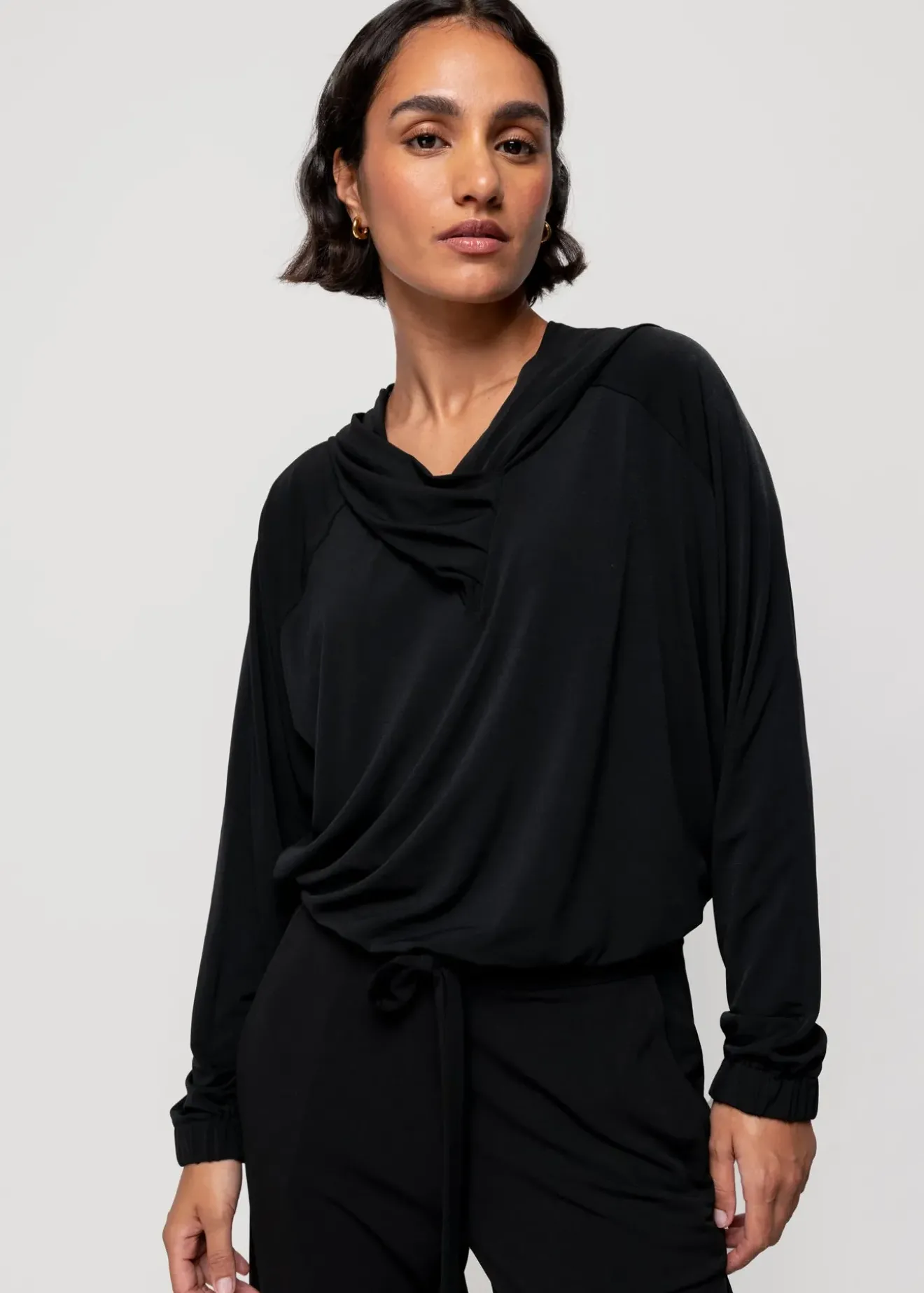 Vanilia Tricot Top Met Capuchon Zwart Discount
