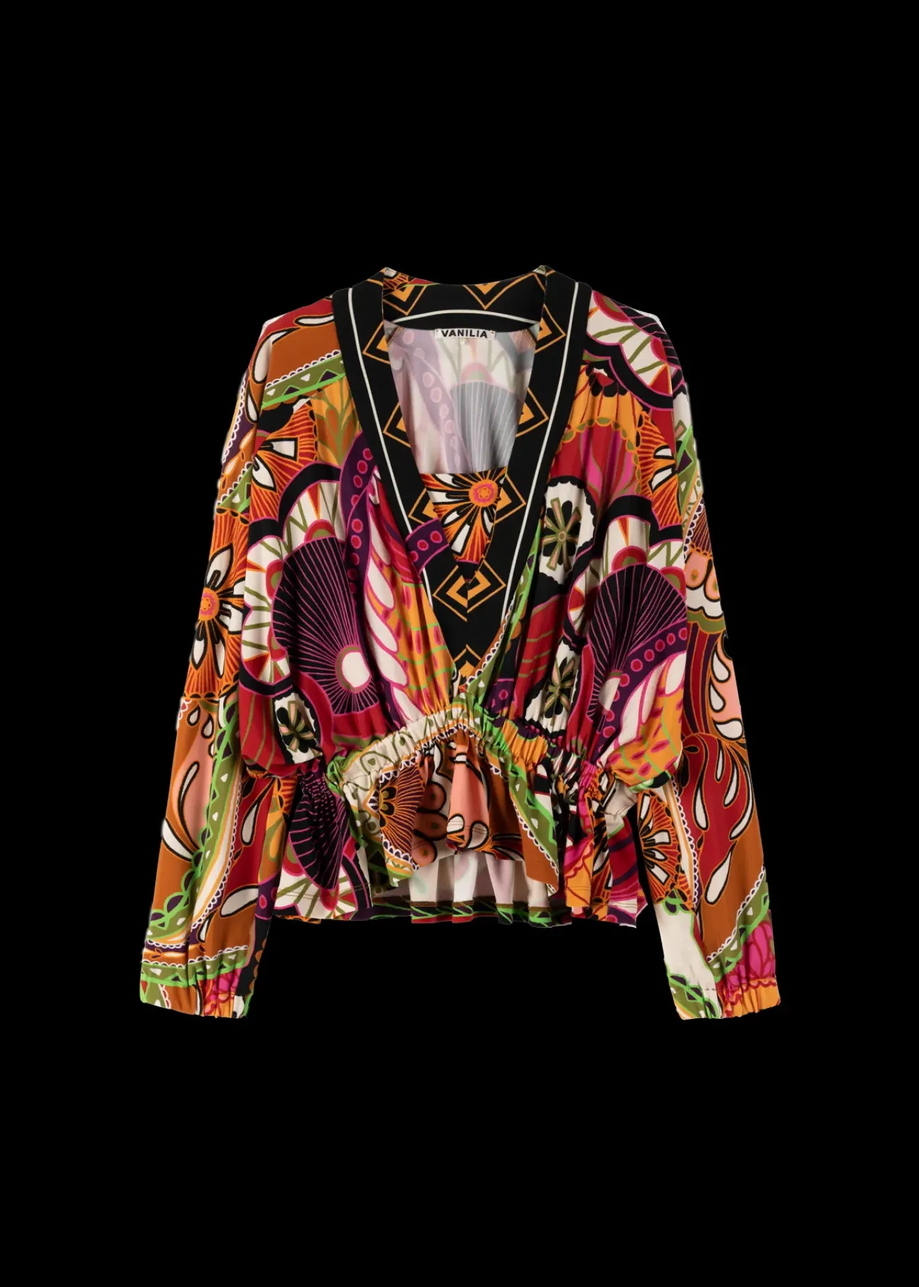 Vanilia Tricot Top Met Print Limelight / Brown / Violet Sale