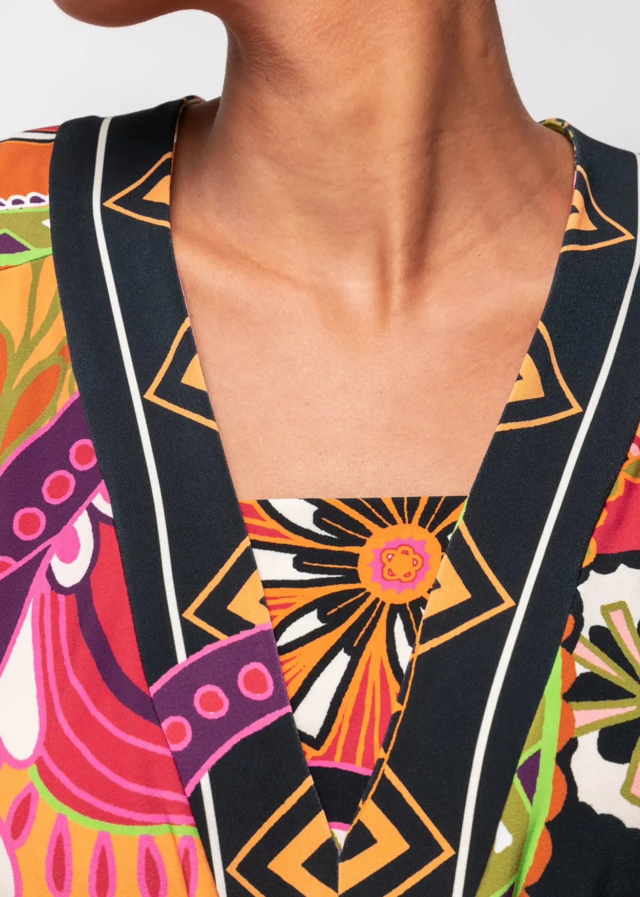 Vanilia Tricot Top Met Print Limelight / Brown / Violet Sale