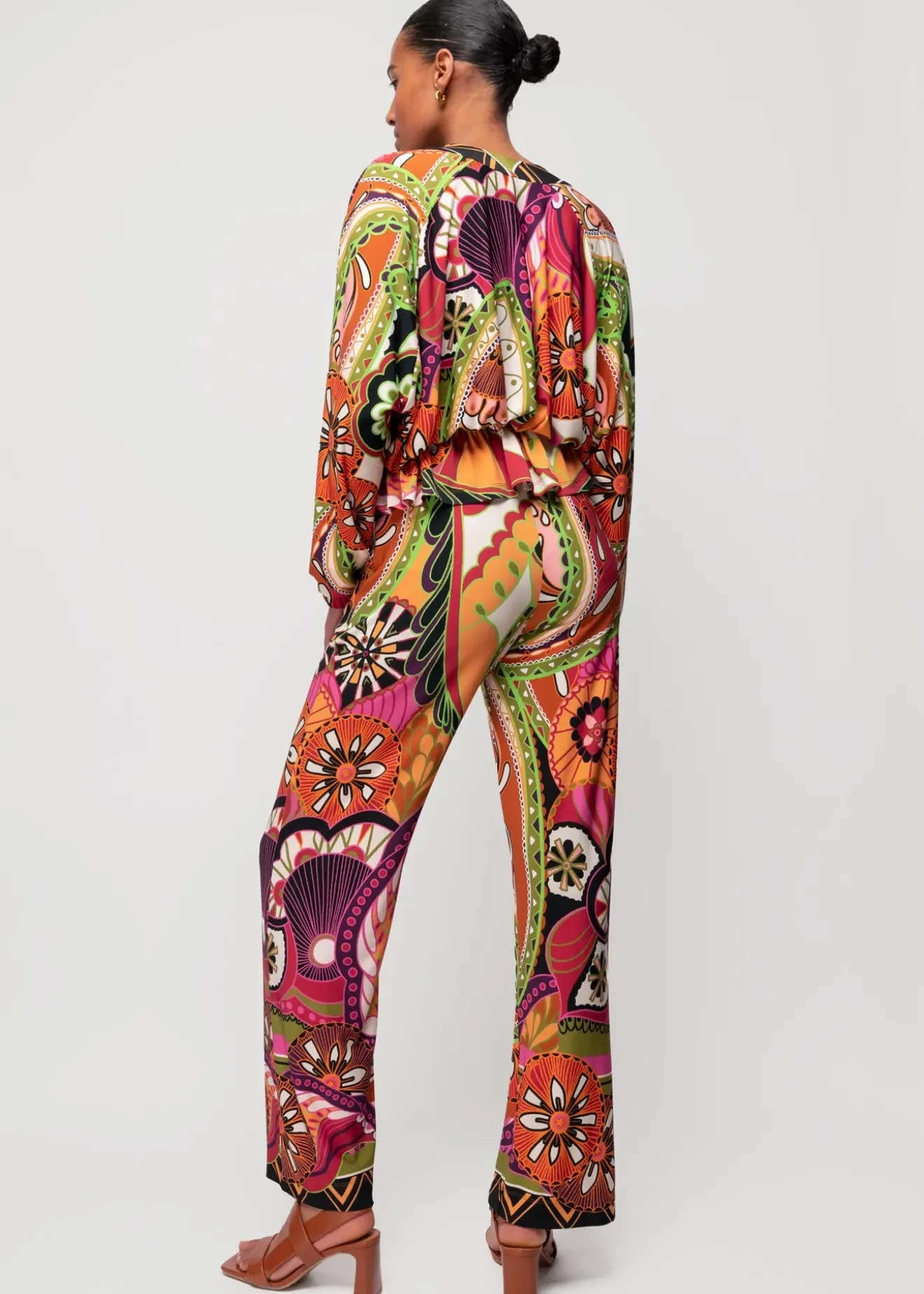 Vanilia Tricot Top Met Print Limelight / Brown / Violet Sale