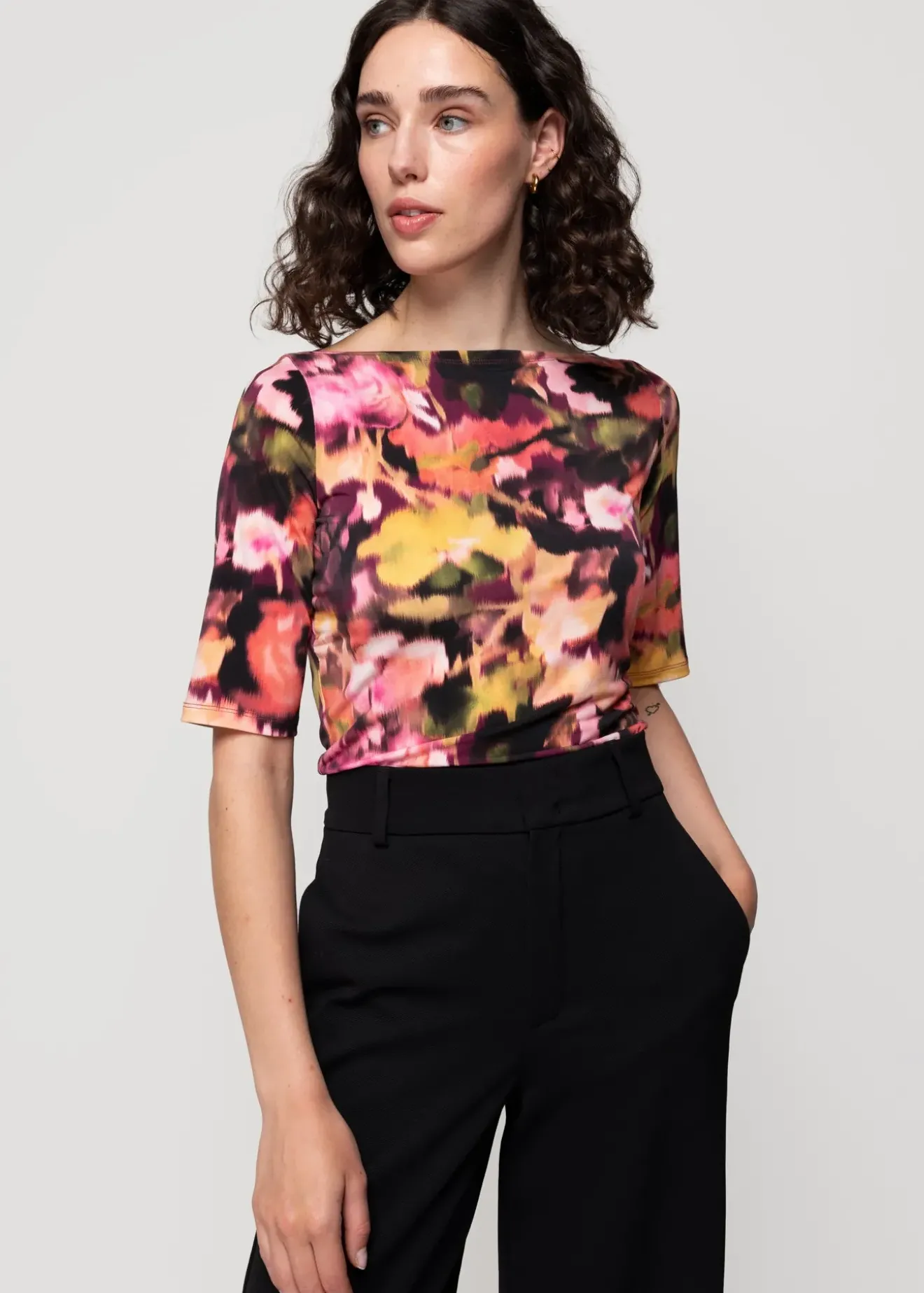 Vanilia Tricot Top Met Print Coral/Cedar/Black Sale