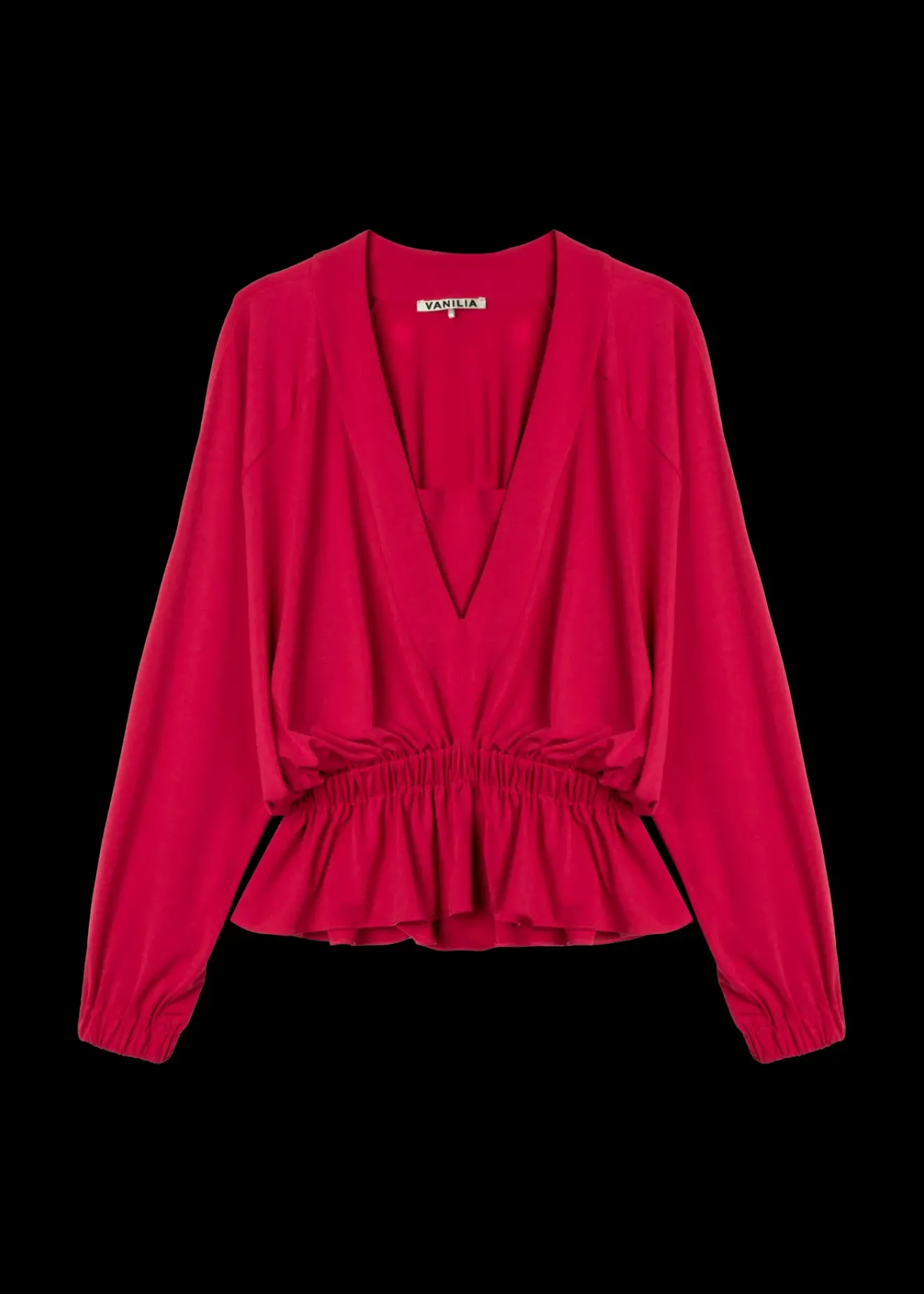 Vanilia Tricot Top Met V-Hals Sangria Clearance