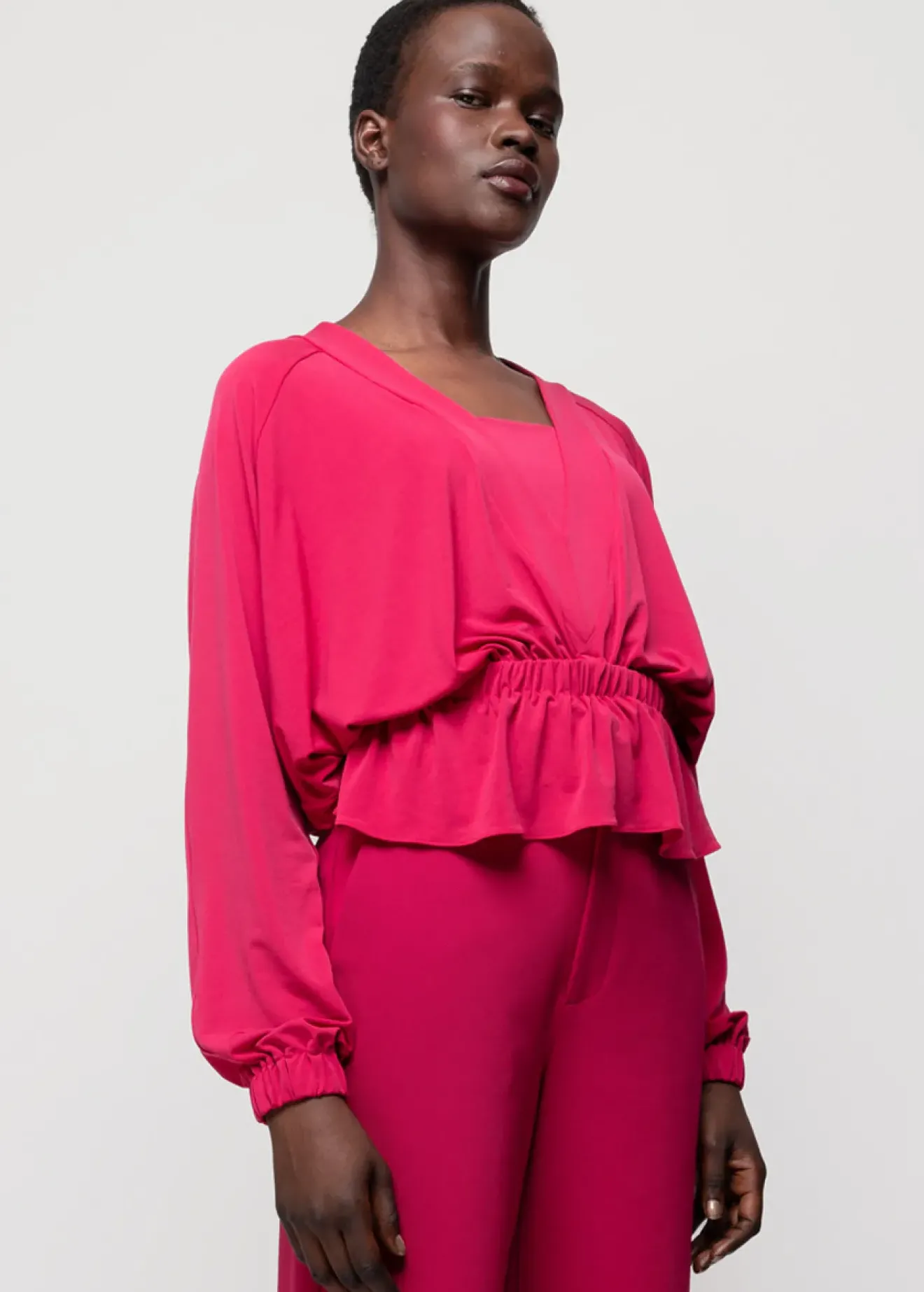 Vanilia Tricot Top Met V-Hals Sangria Clearance