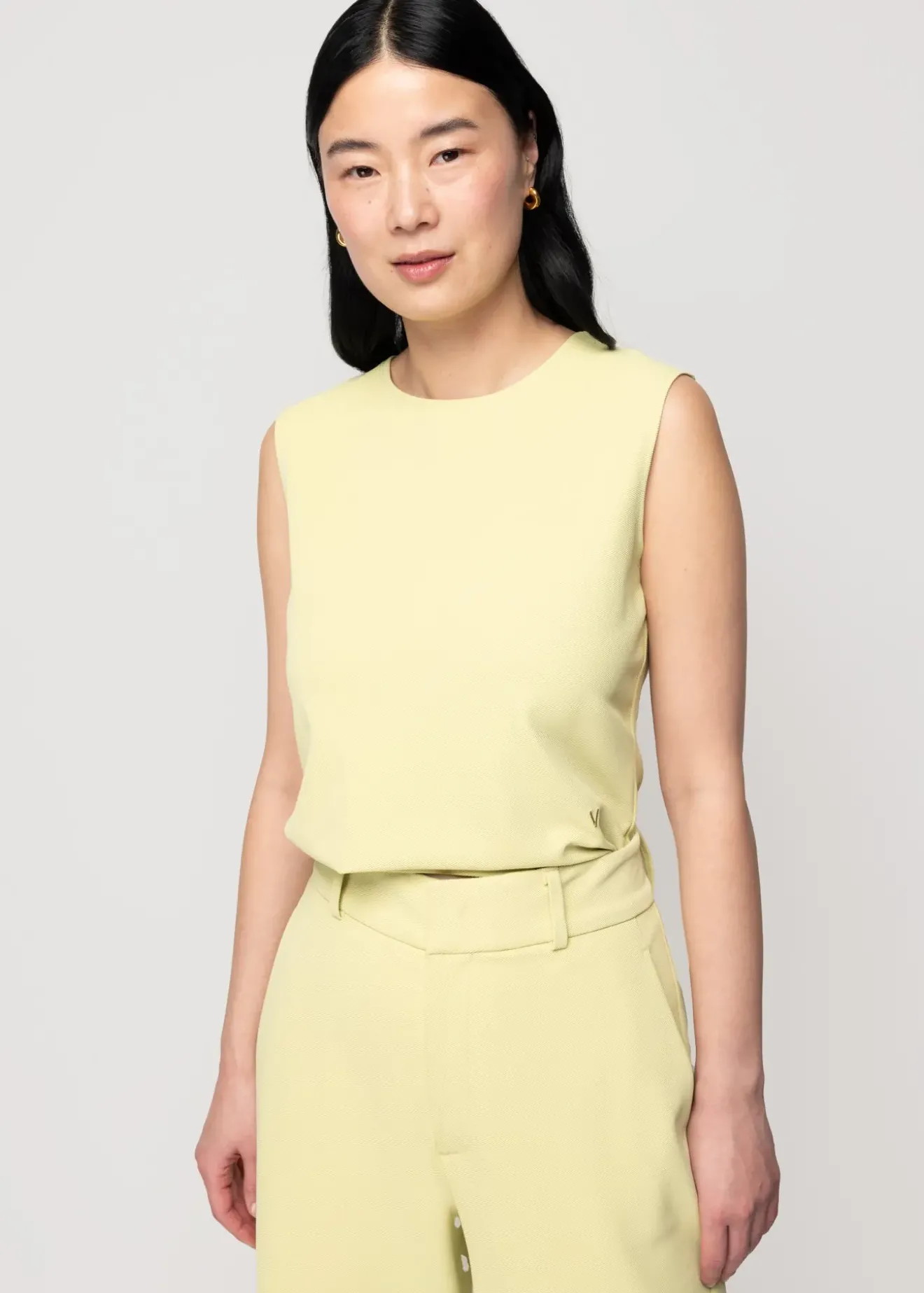 Vanilia Twill Mouwloze Top Linde Best