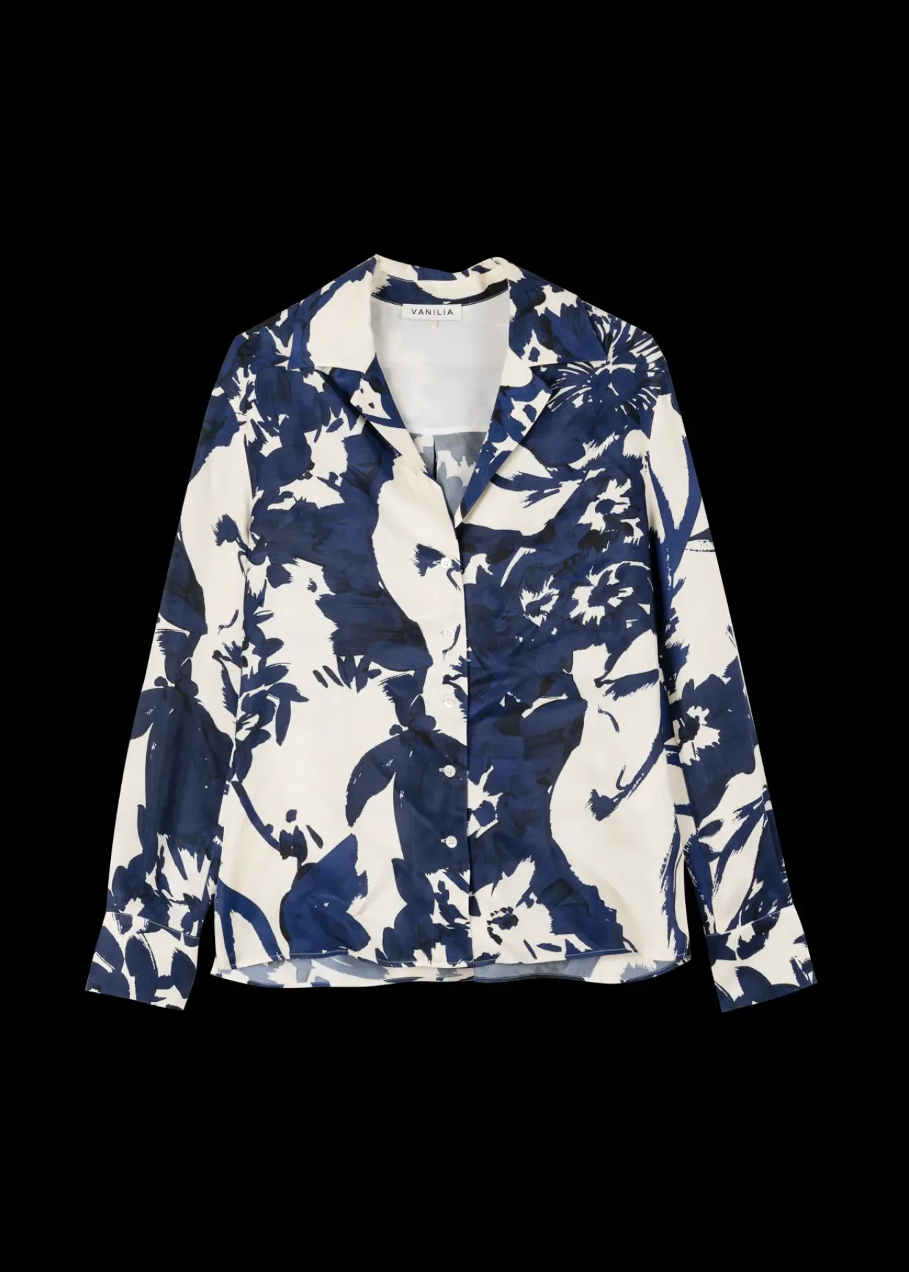 Vanilia Viscose Blouse Met Bloemen Classic Navy / Ecru Fashion