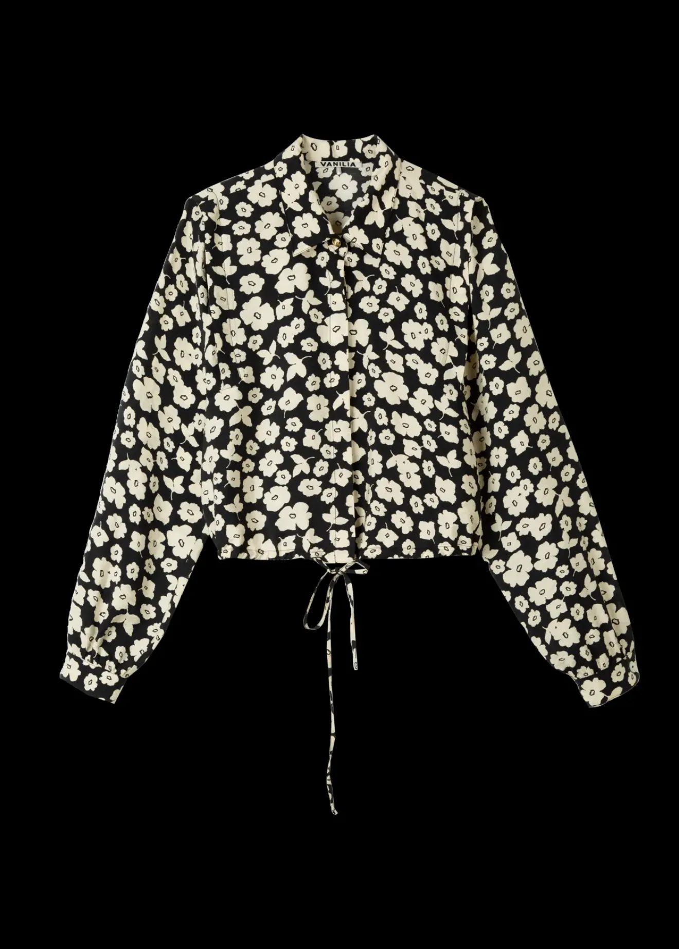 Vanilia Viscose Blouse Met Bloemenprint Black/Warm Ecru Discount