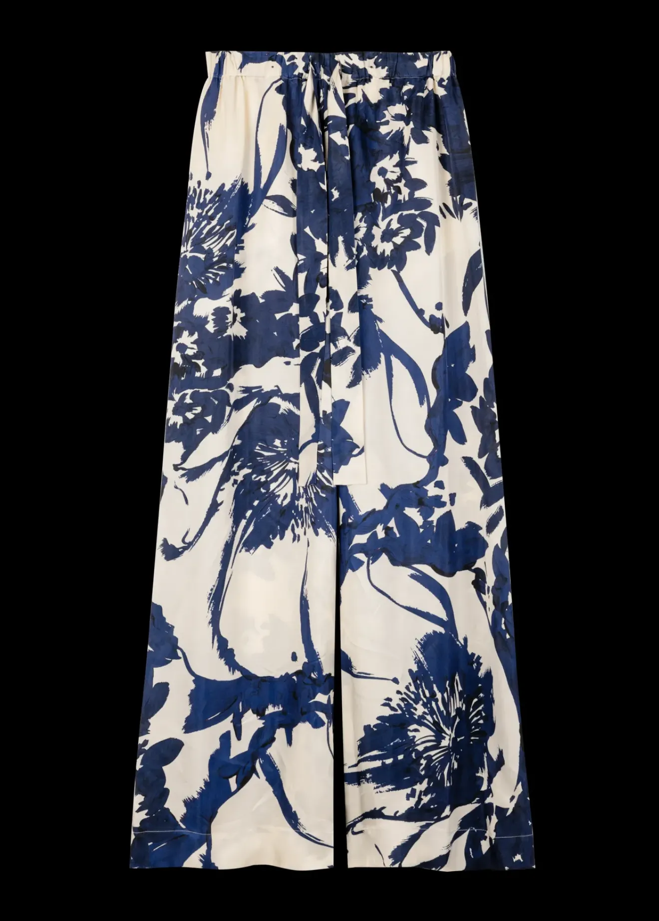 Vanilia Viscose Broek Met Bloemen Classic Navy / Ecru Discount