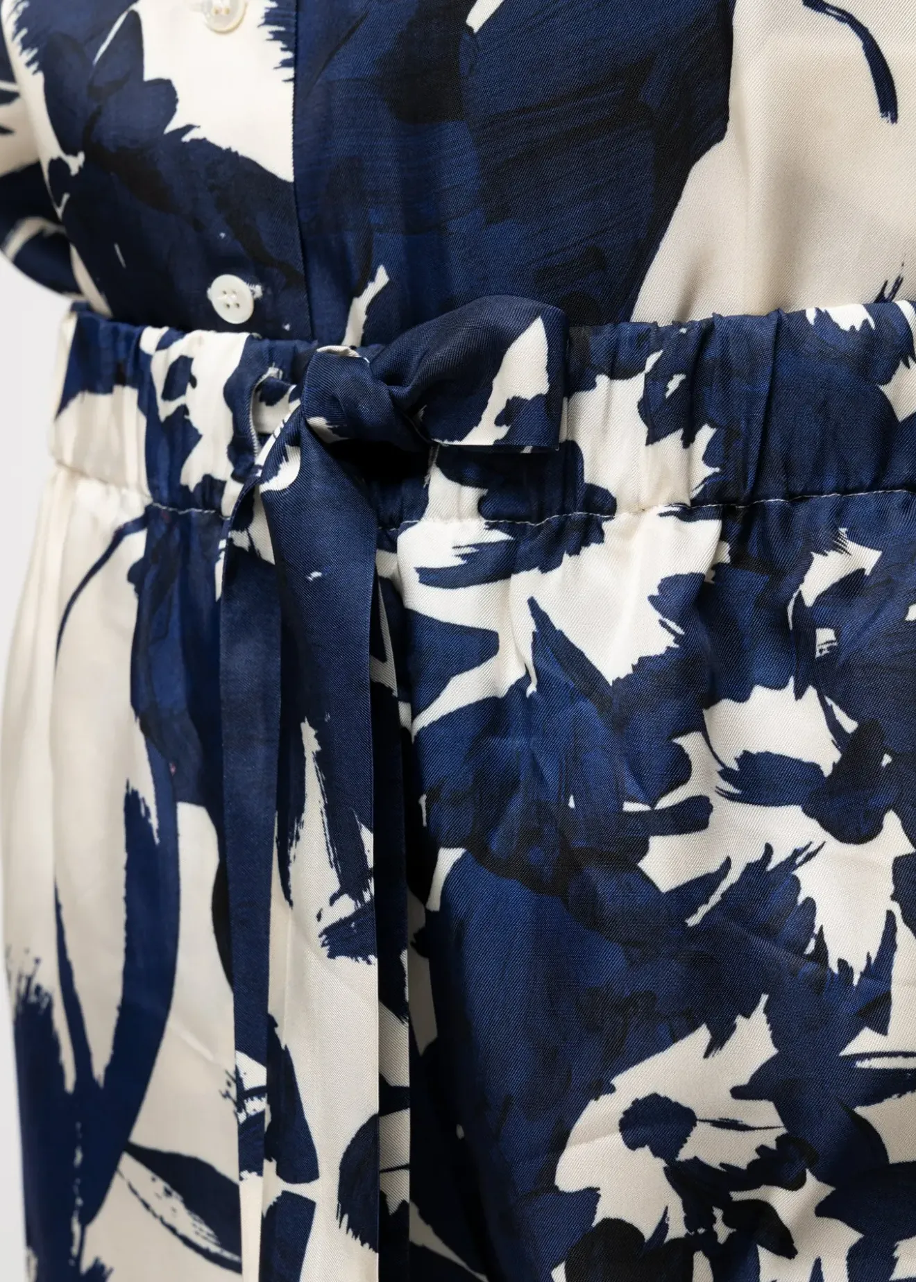 Vanilia Viscose Broek Met Bloemen Classic Navy / Ecru Discount