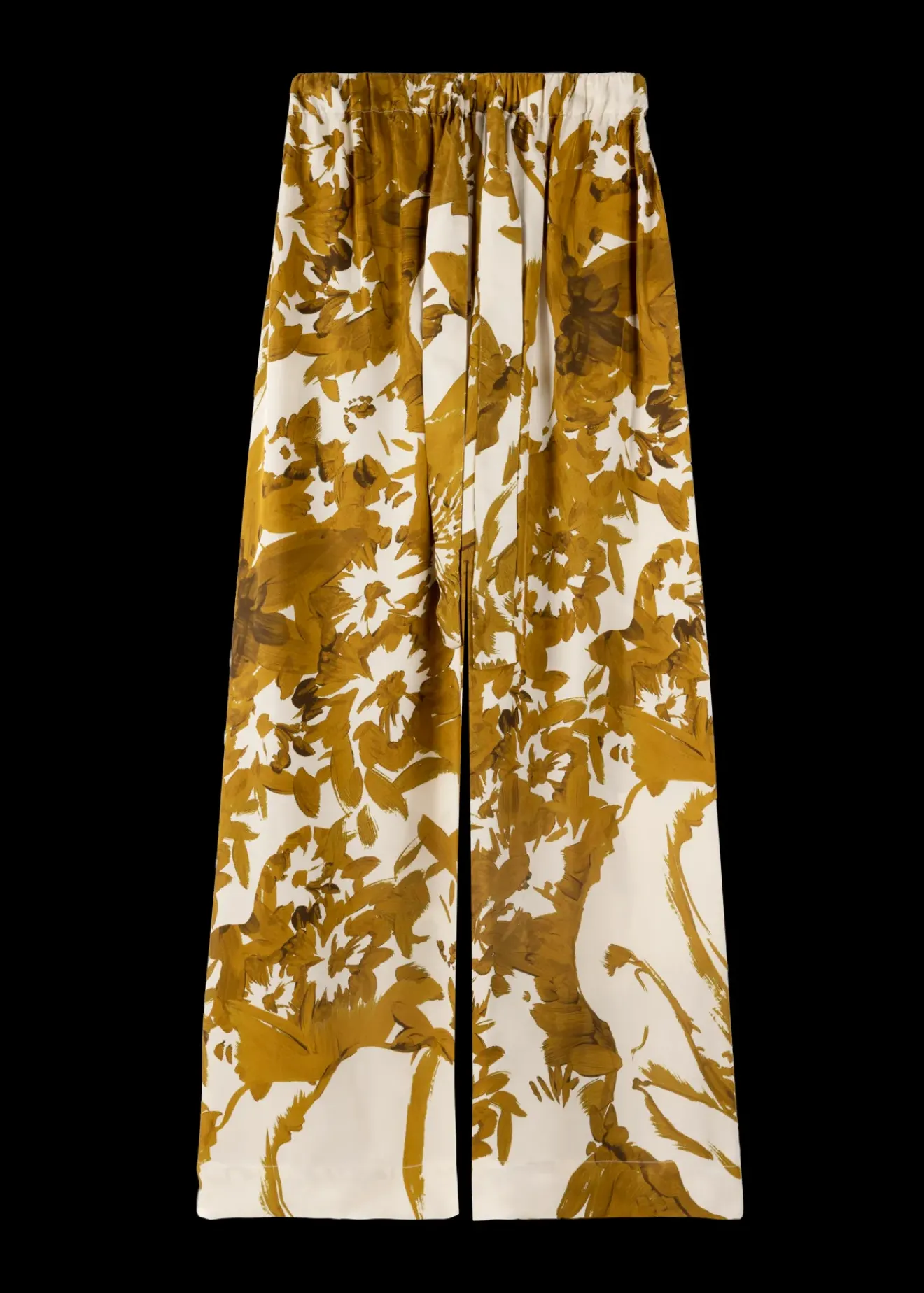 Vanilia Viscose Broek Met Bloemen Golden Ochre / Crema Sale