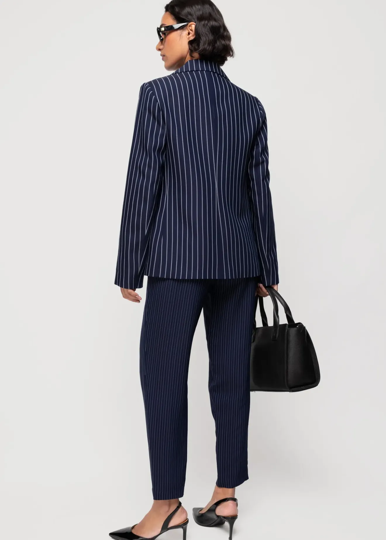 Vanilia Viscose Chino Pin Stripe Classic Navy Clearance