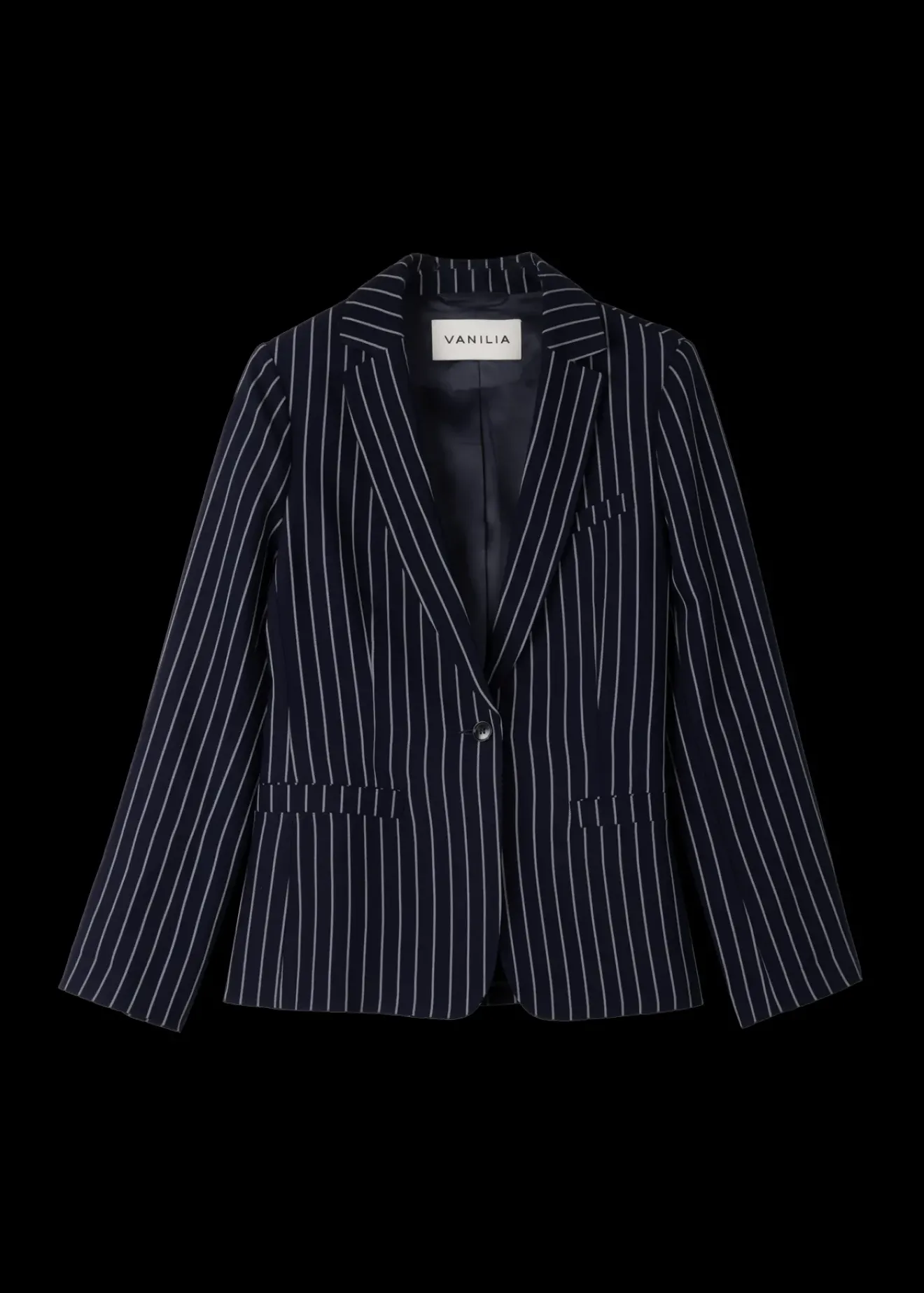 Vanilia Viscose Colbert Pin Stripe Classic Navy Outlet