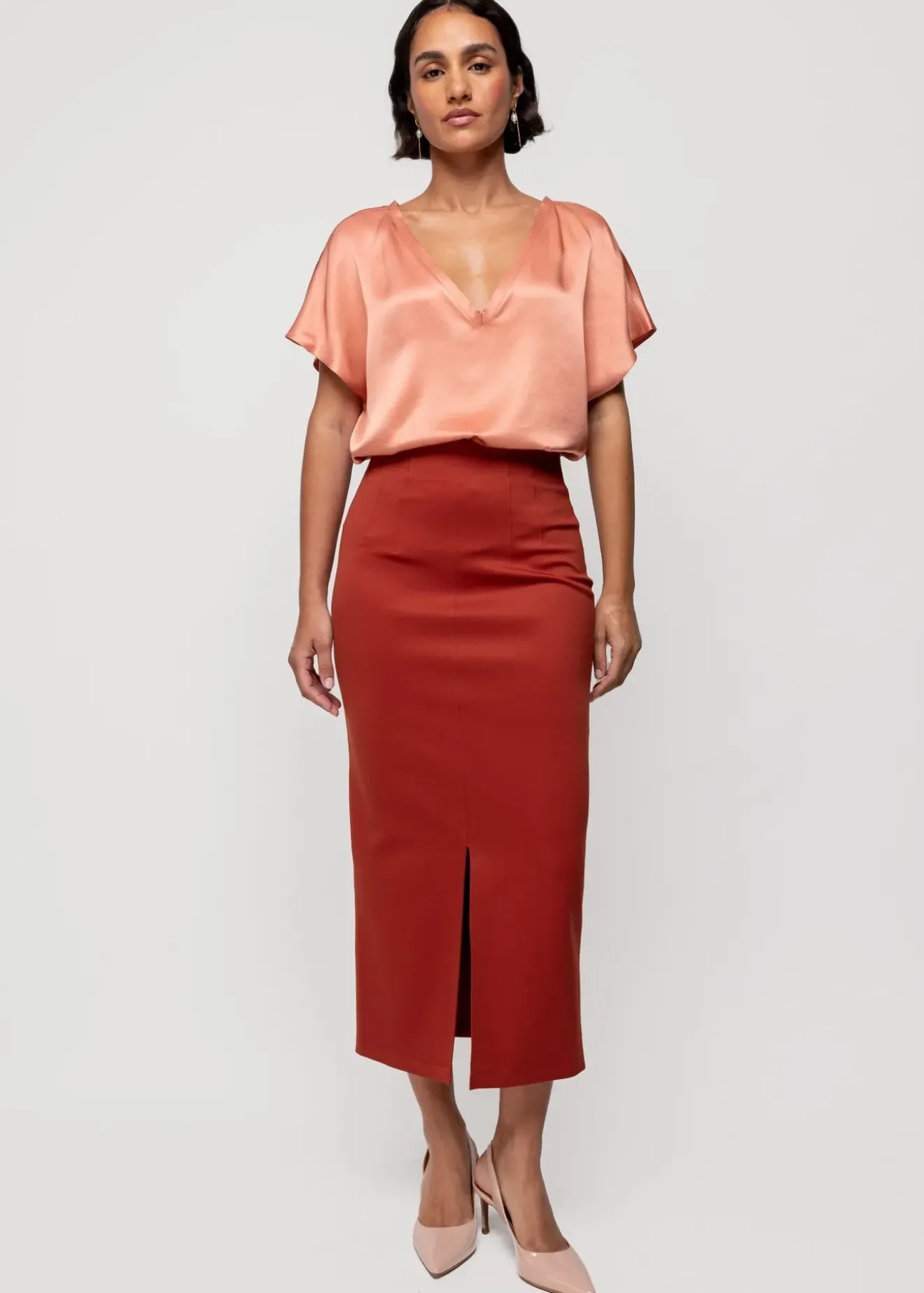 Vanilia Viscose Crepe Top Dusty Coral New
