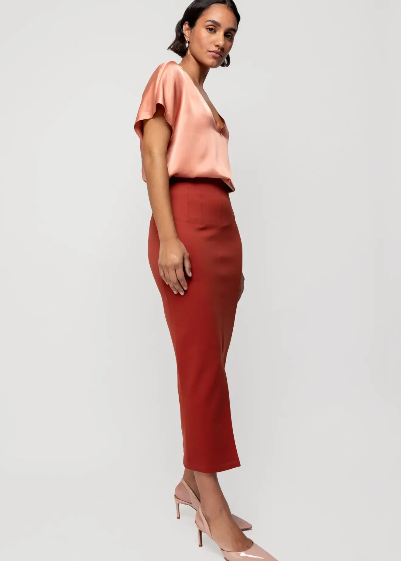 Vanilia Viscose Crepe Top Dusty Coral New