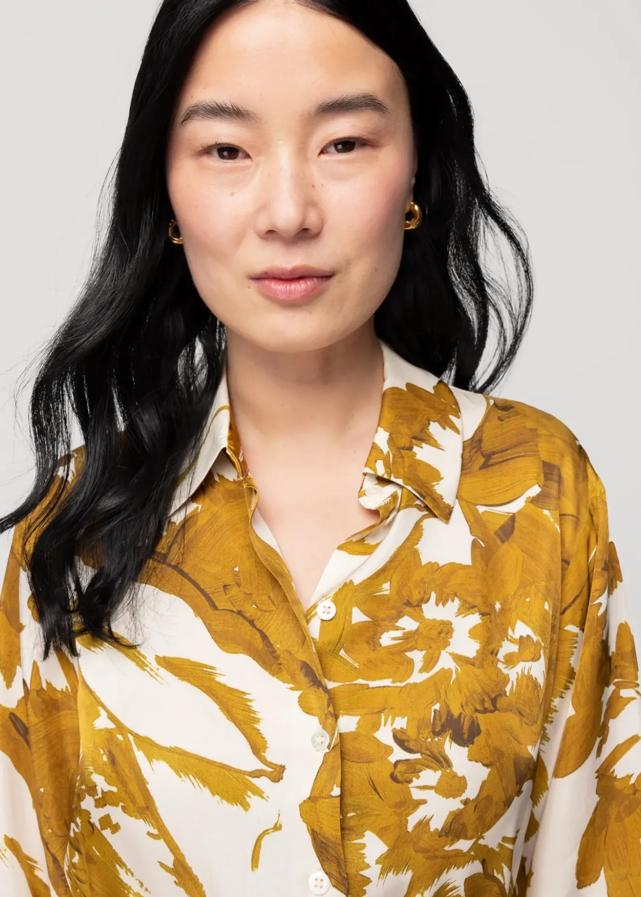 Vanilia Viscose Maxi-Jurk Met Bloemen Golden Ochre / Crema Best