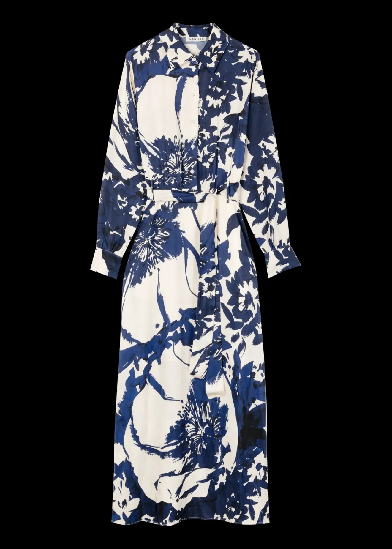 Vanilia Viscose Maxi-Jurk Met Bloemen Classic Navy / Ecru New