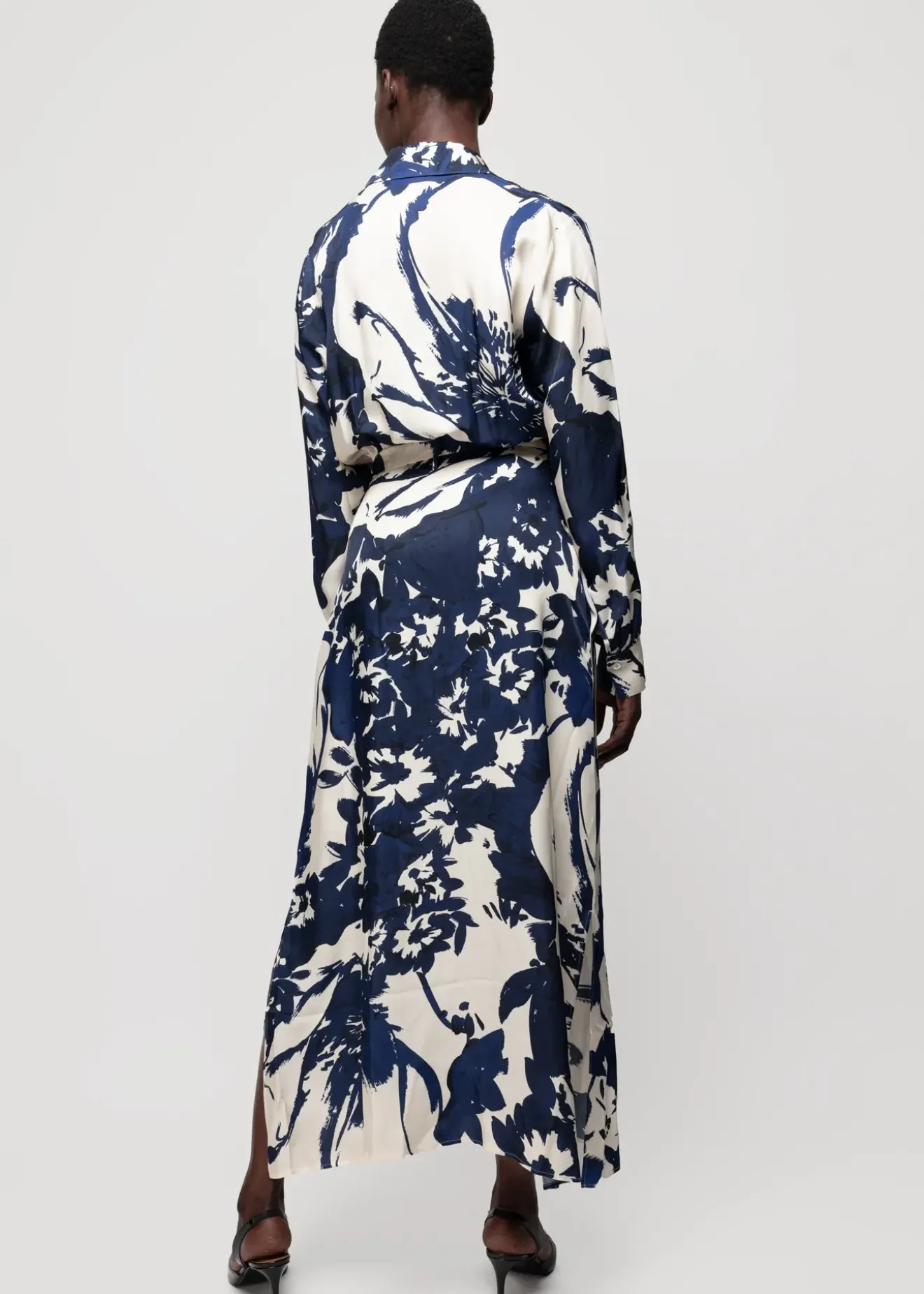 Vanilia Viscose Maxi-Jurk Met Bloemen Classic Navy / Ecru New