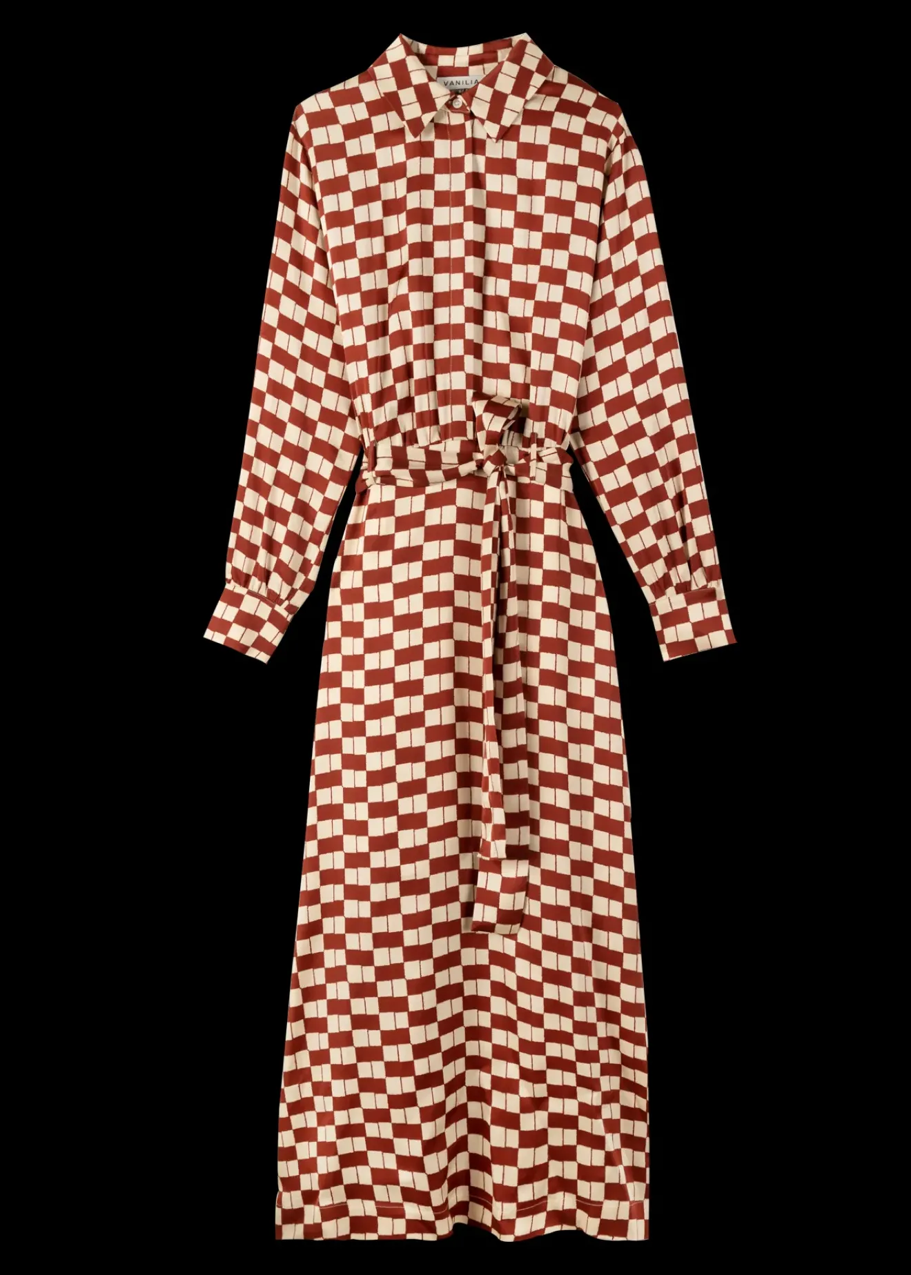 Vanilia Viscose Midi Jurk Met Blok Print Henna / Ecru Discount
