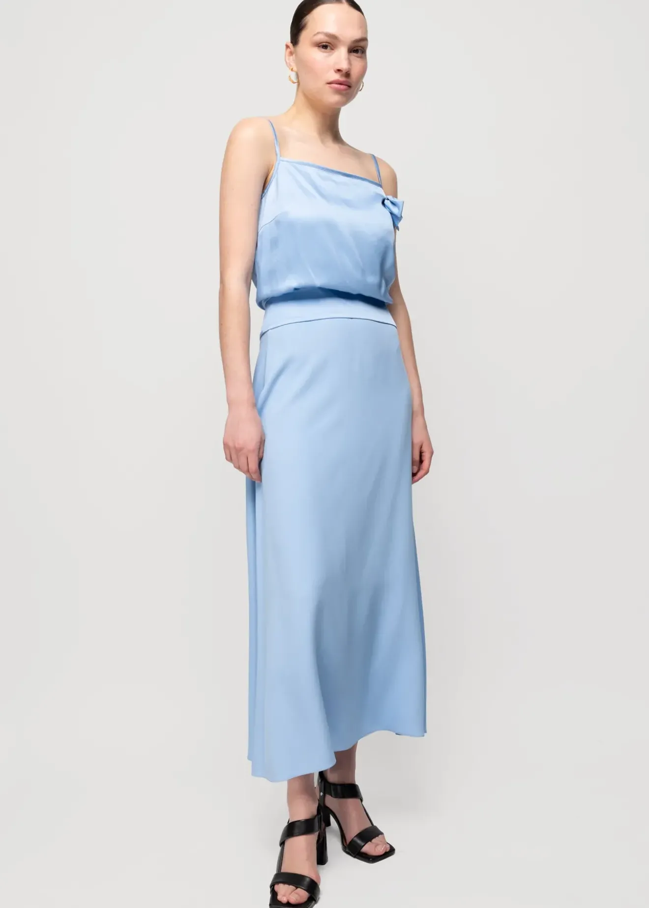 Vanilia Viscose Midi Rok Frost Blue Sale