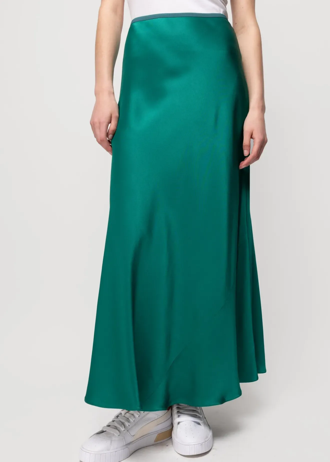 Vanilia Viscose Midi Rok Groen Alpine Clearance