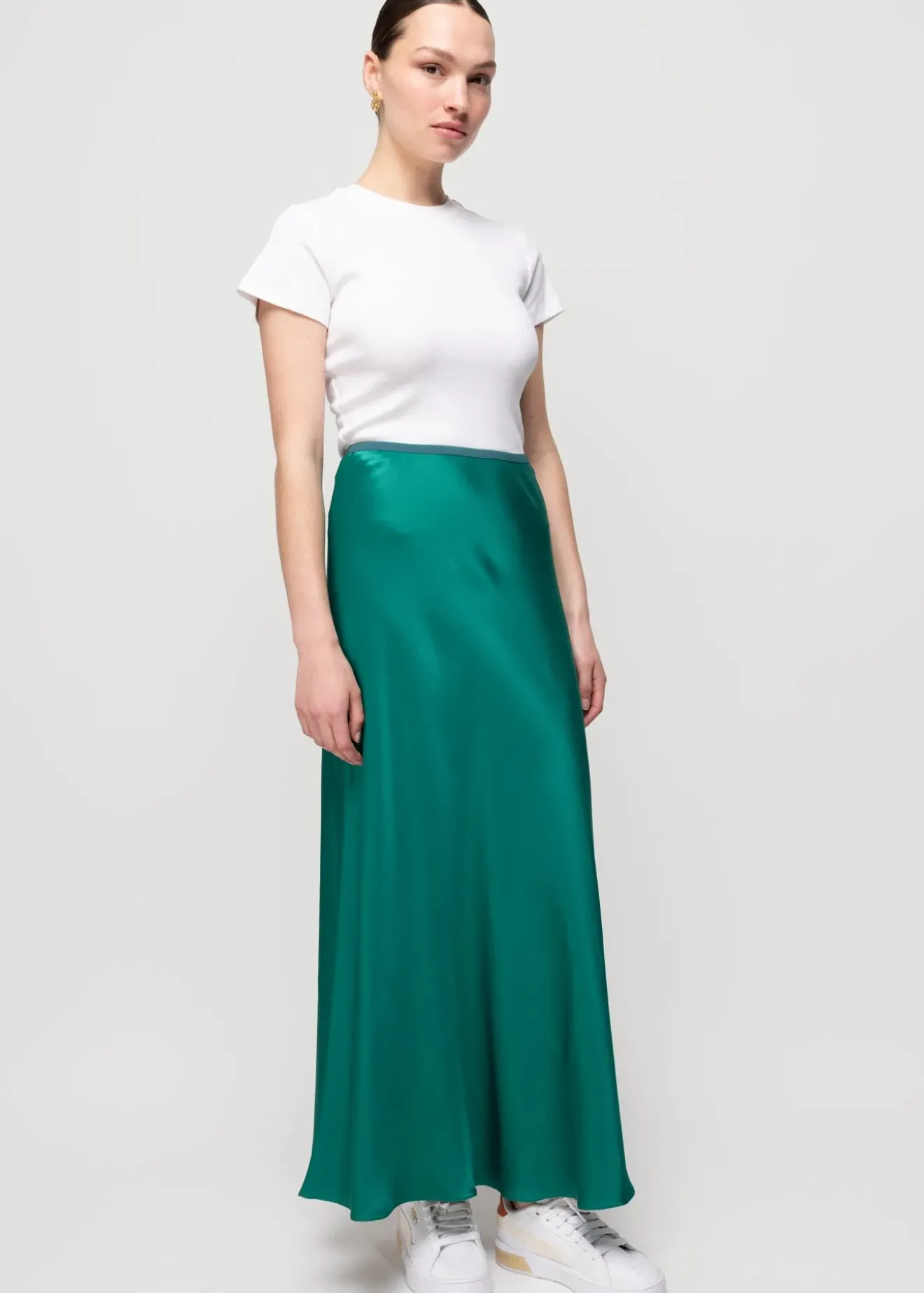 Vanilia Viscose Midi Rok Groen Alpine Clearance