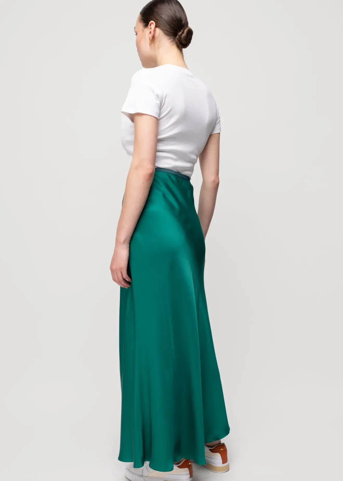 Vanilia Viscose Midi Rok Groen Alpine Clearance