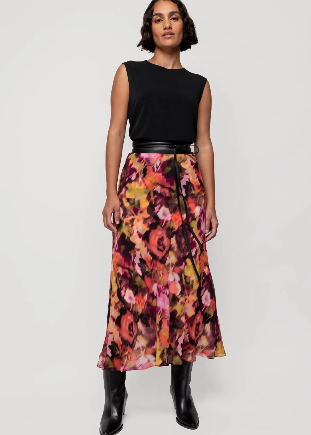 Vanilia Viscose Midi Rok Met Print Coral/Cedar/Black Best