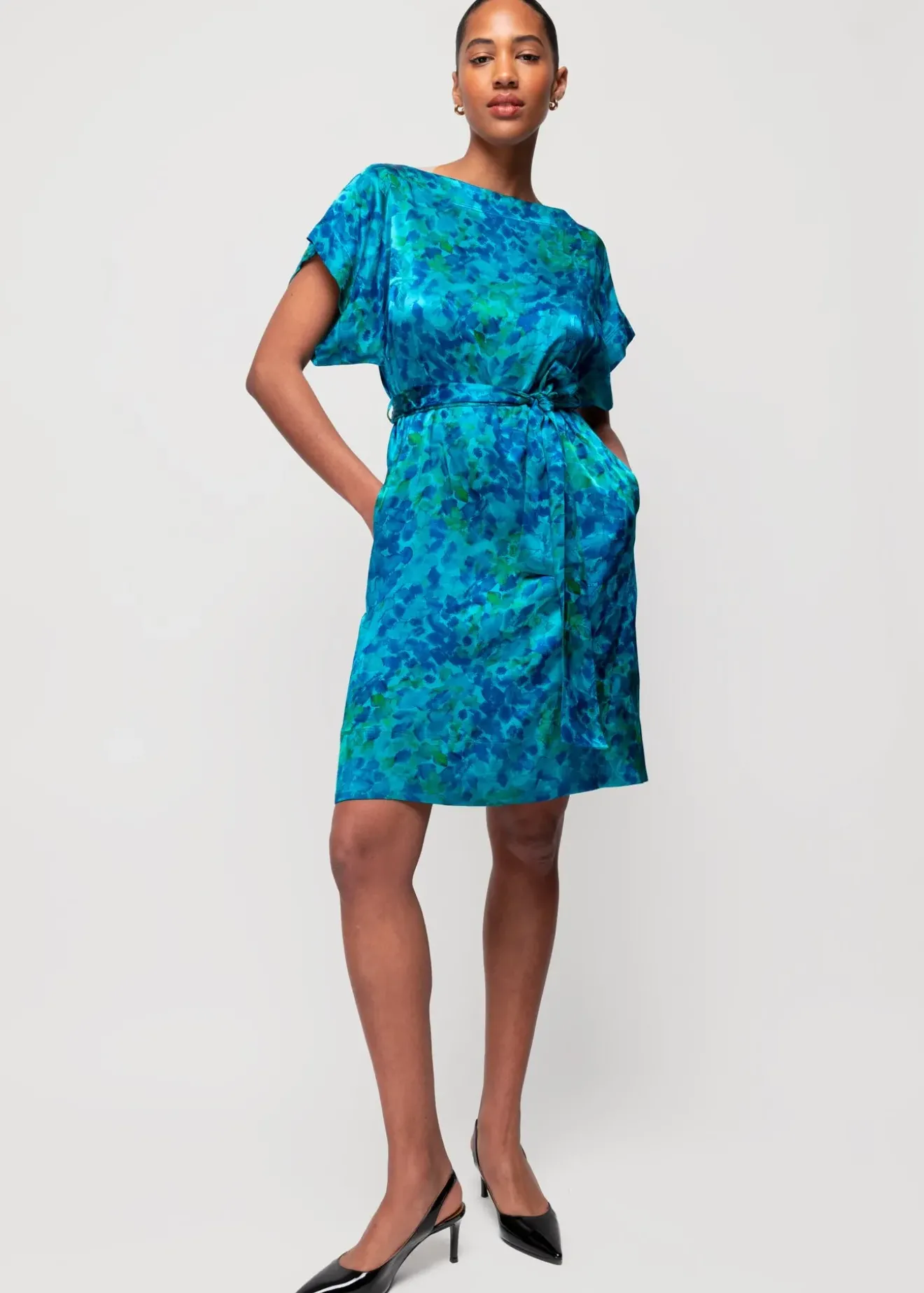 Vanilia Viscose Mini Jurk Blauw / Groen Best