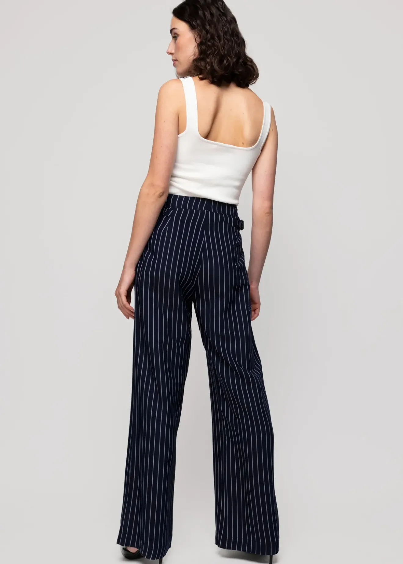 Vanilia Viscose Pantalon Pin Stripe Classic Navy Discount