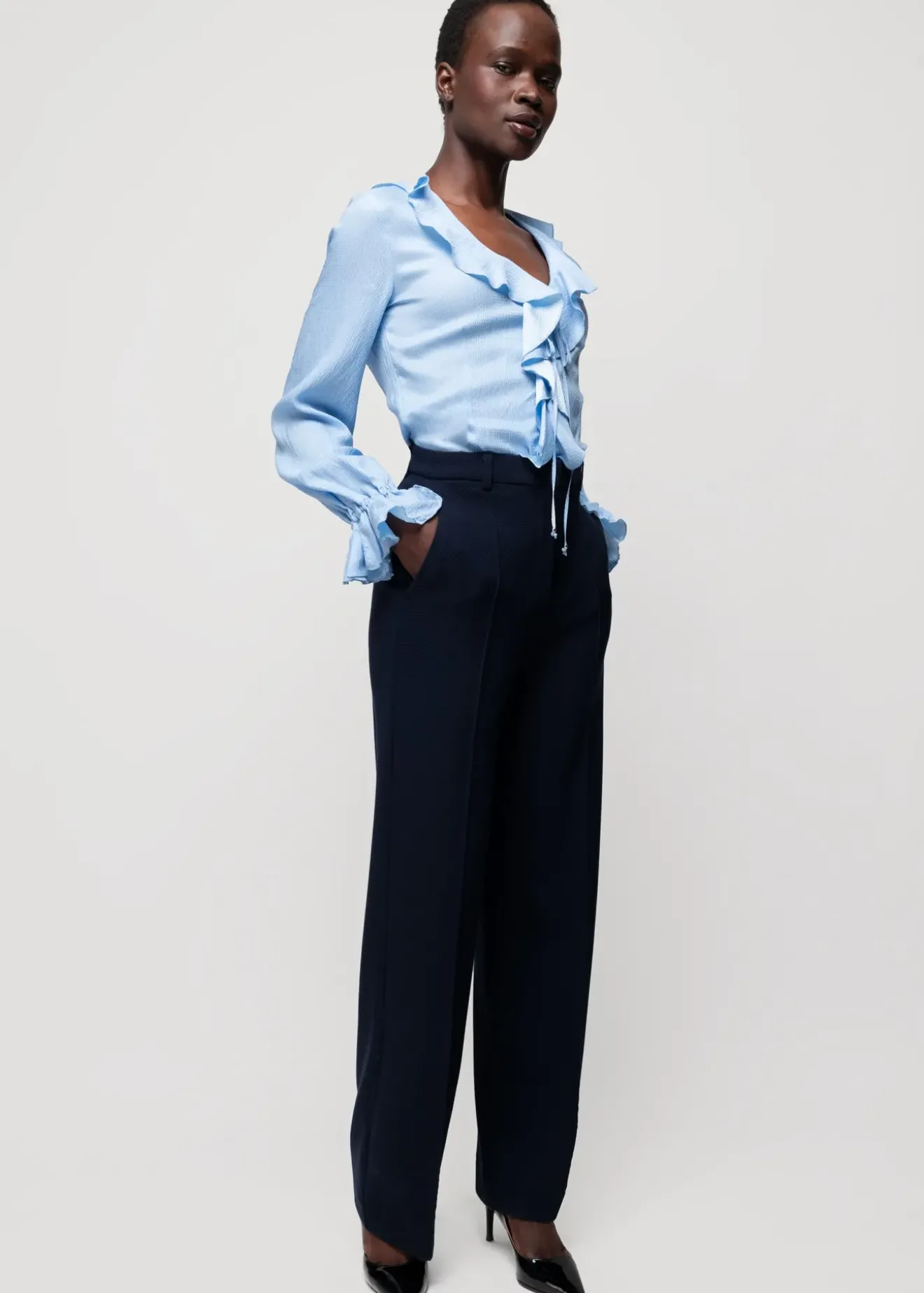 Vanilia Viscose Ruffle Blouse Lago New