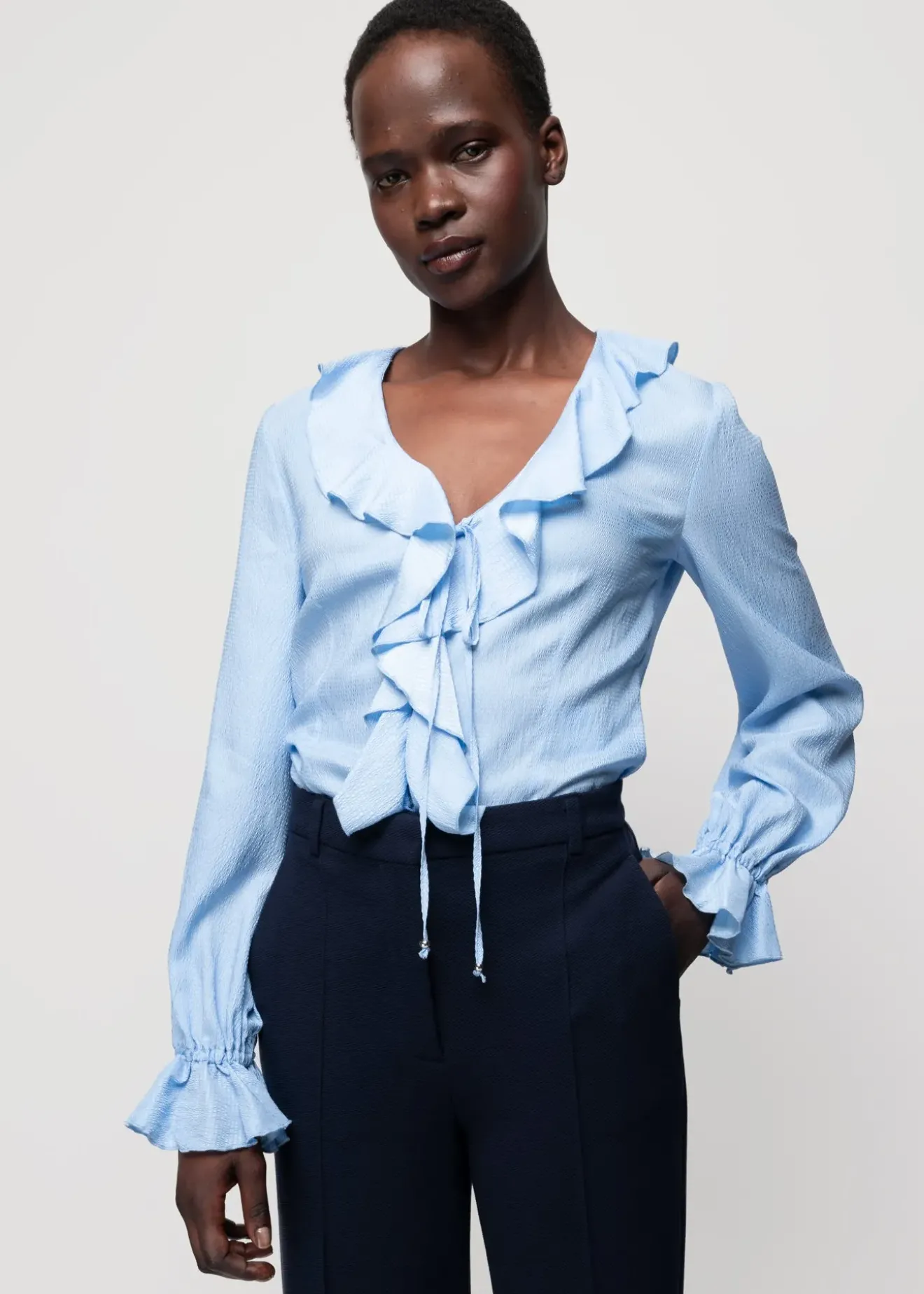 Vanilia Viscose Ruffle Blouse Lago New