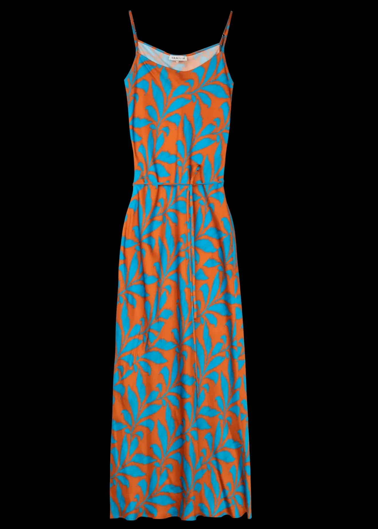 Vanilia Viscose Slip Dress Met Tropic Print Splash / Orange Fashion