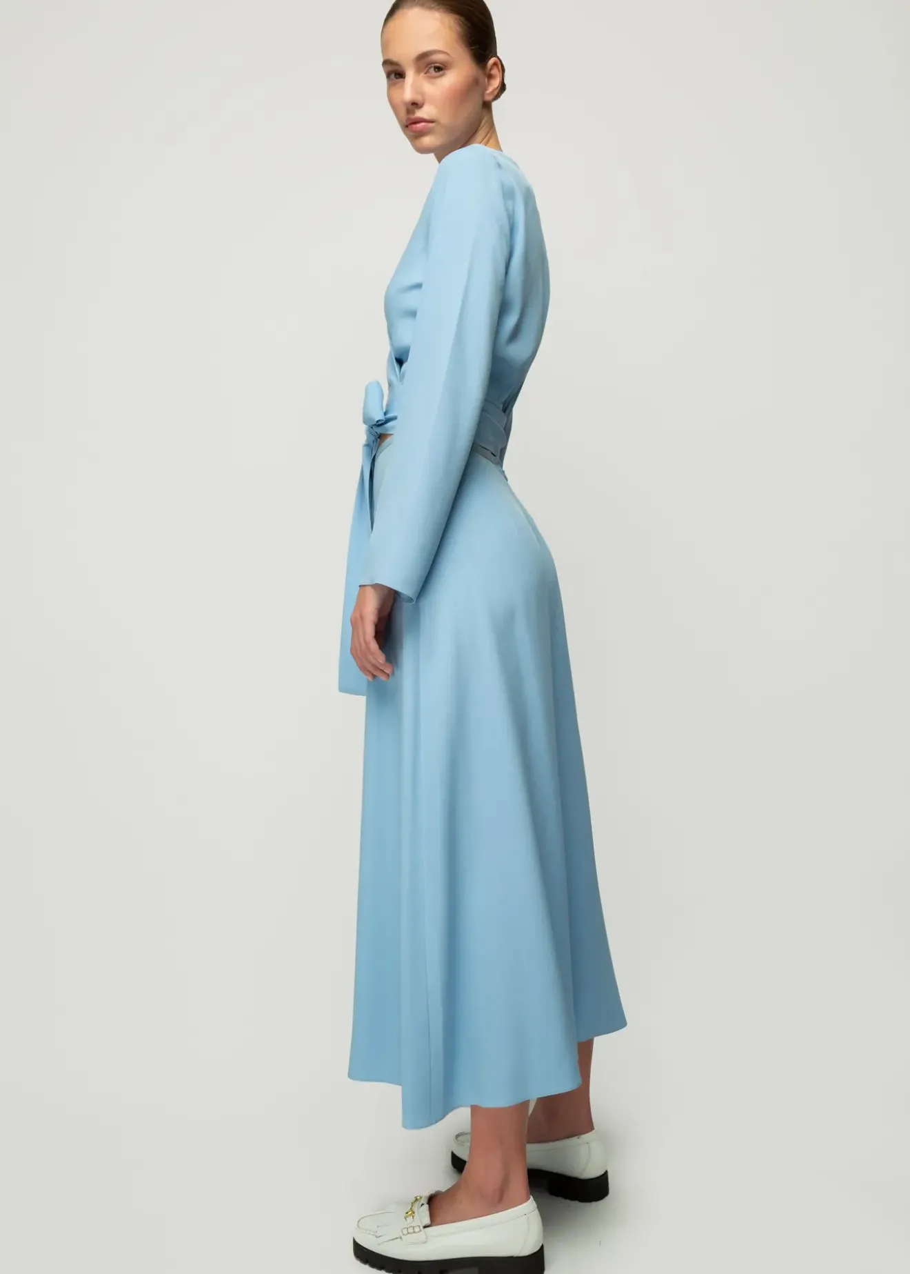 Vanilia Viscose Wrap Top Frost Blue Fashion