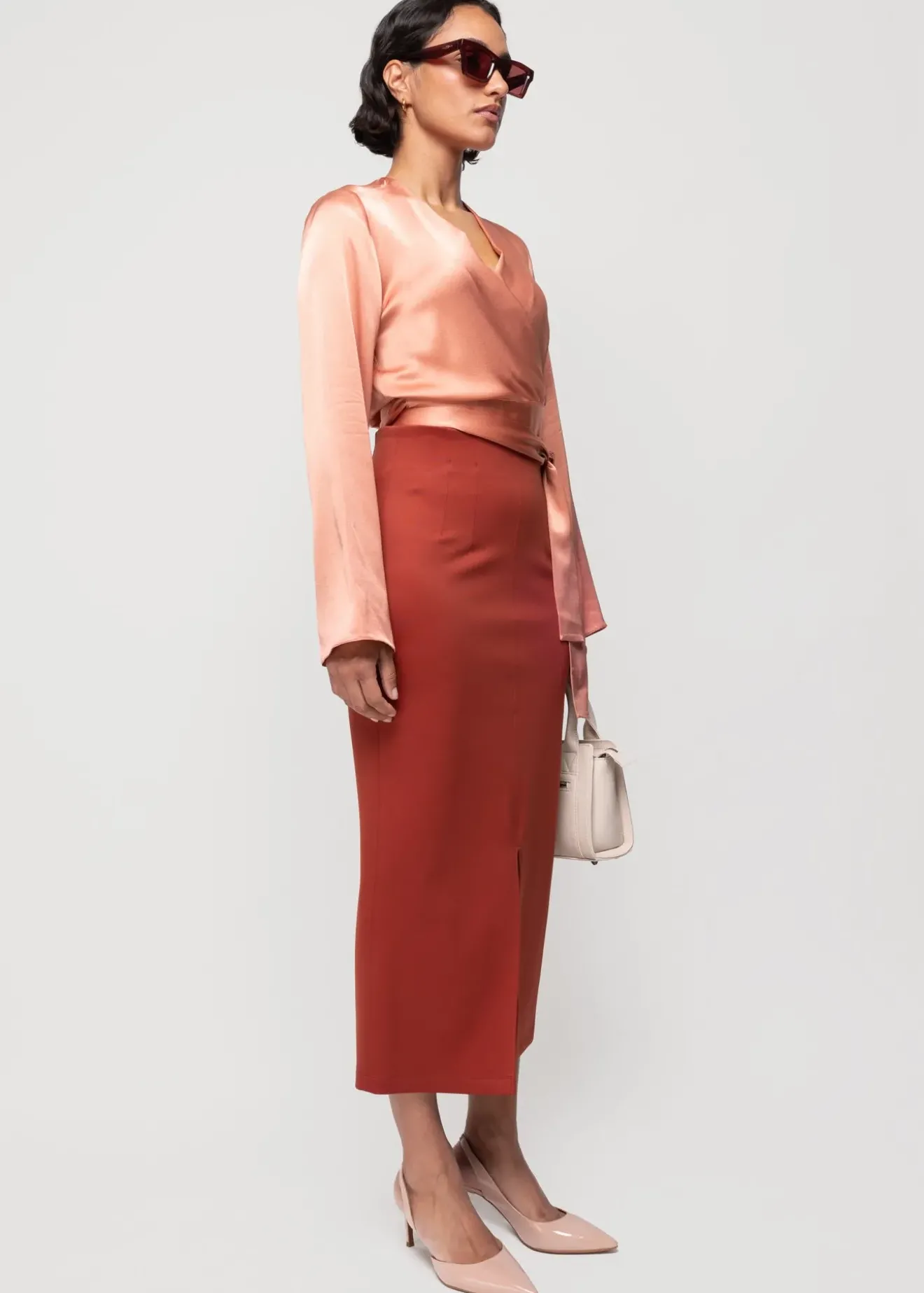 Vanilia Viscose Wrap Top Dusty Coral Fashion