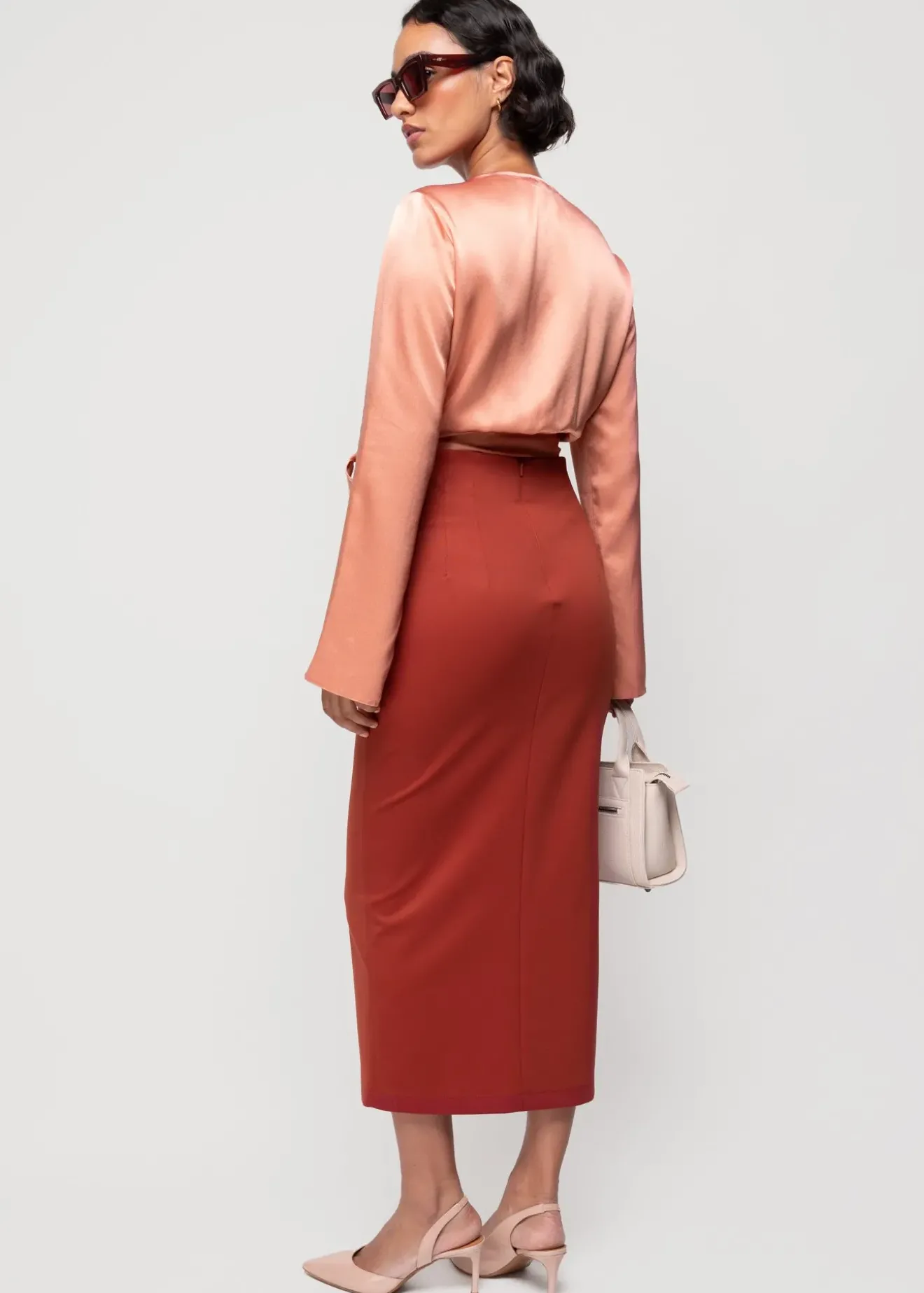 Vanilia Viscose Wrap Top Dusty Coral Fashion