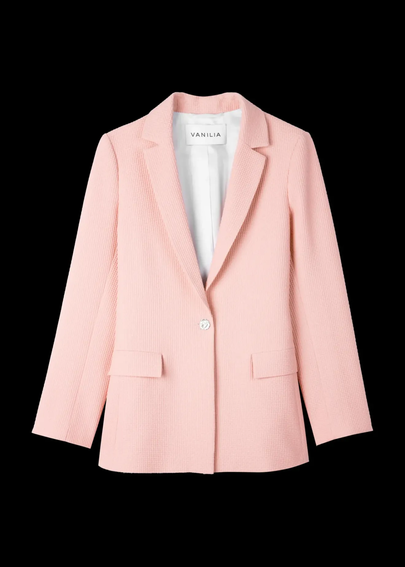 Vanilia Wafel Structuur Blazer Coral Blush Online