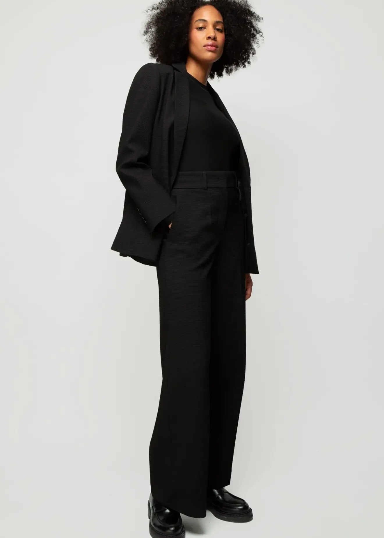 Vanilia Wafel Structuur Blazer Zwart Best