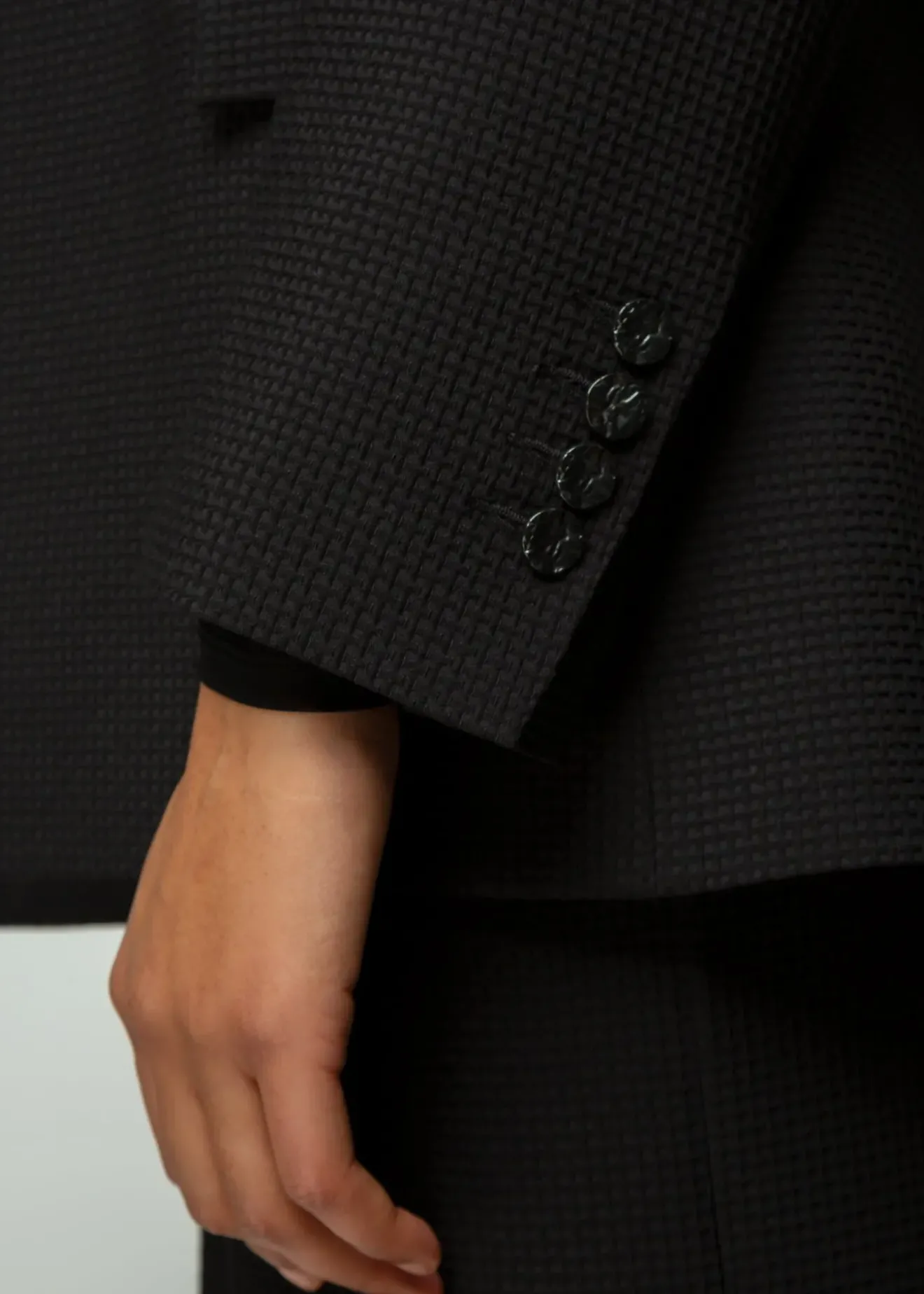 Vanilia Wafel Structuur Blazer Zwart Best