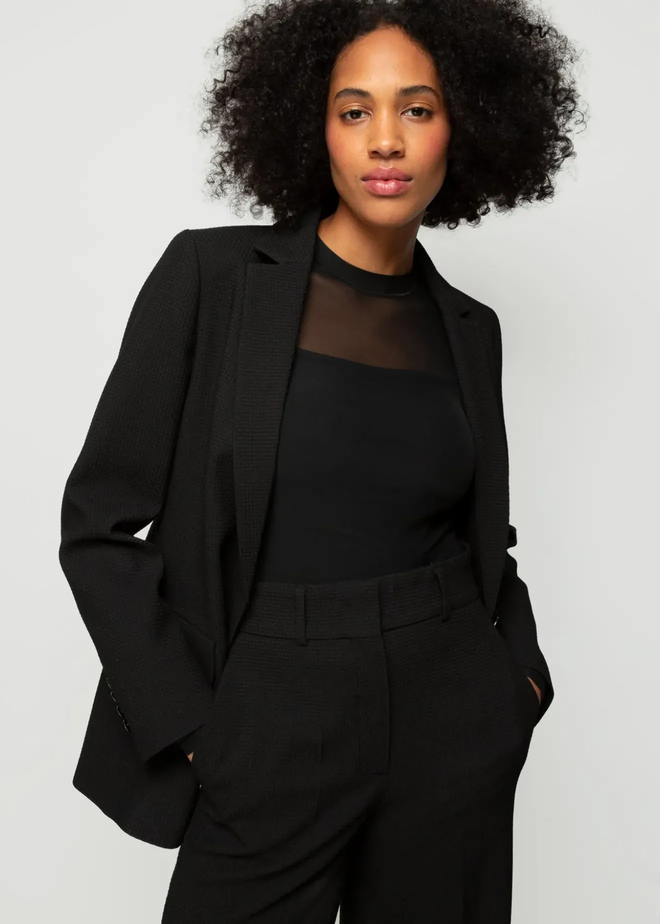Vanilia Wafel Structuur Blazer Zwart Best