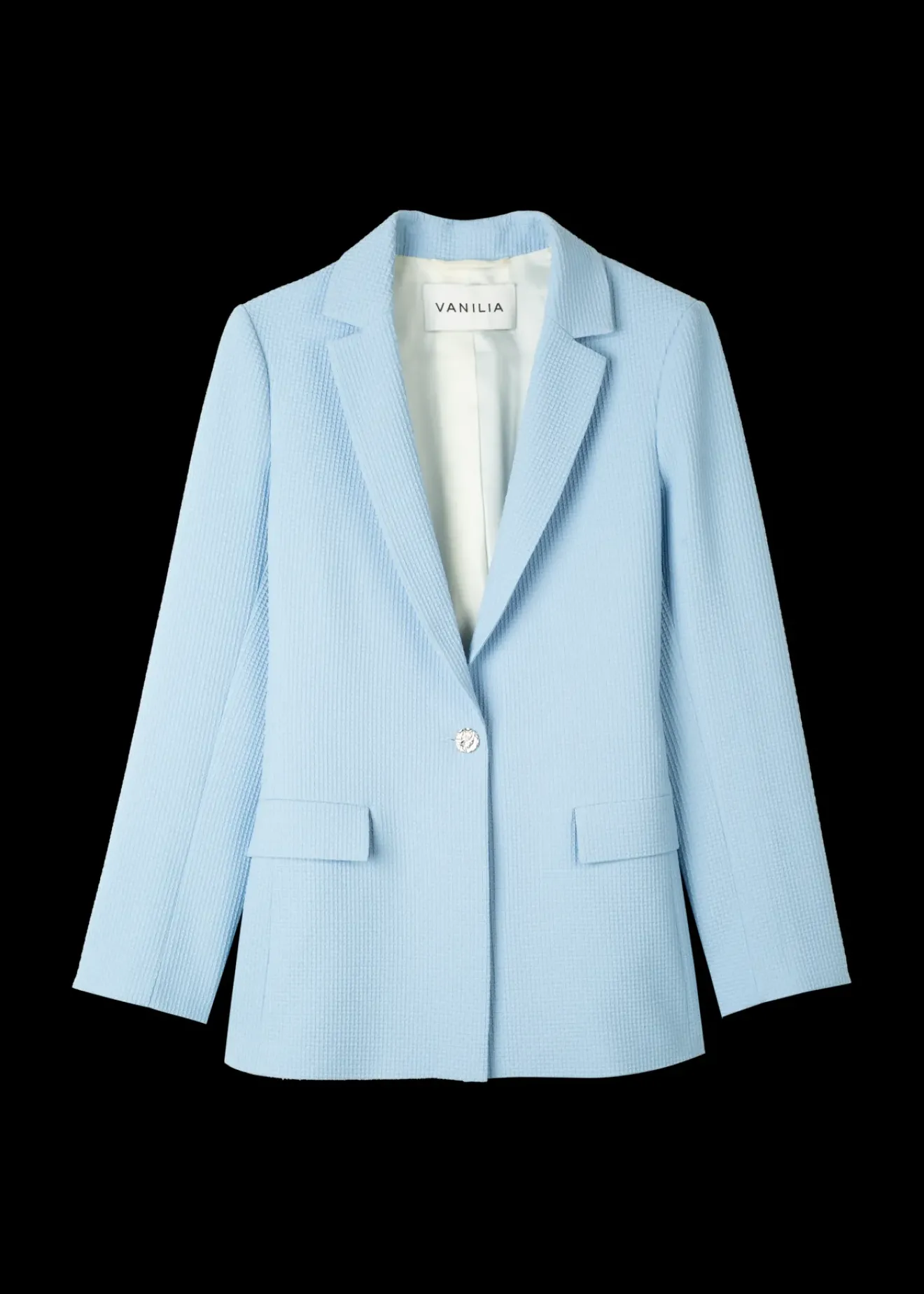 Vanilia Wafel Structuur Blazer Frost Blue Fashion
