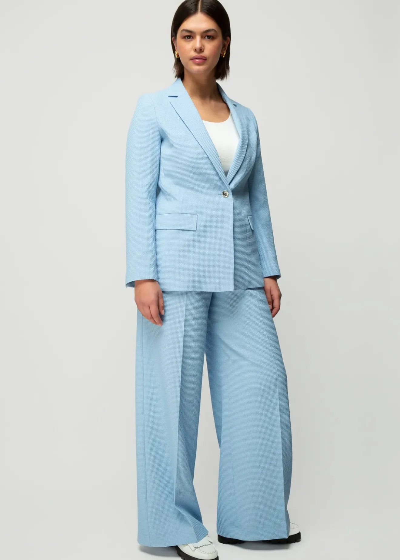Vanilia Wafel Structuur Blazer Frost Blue Fashion