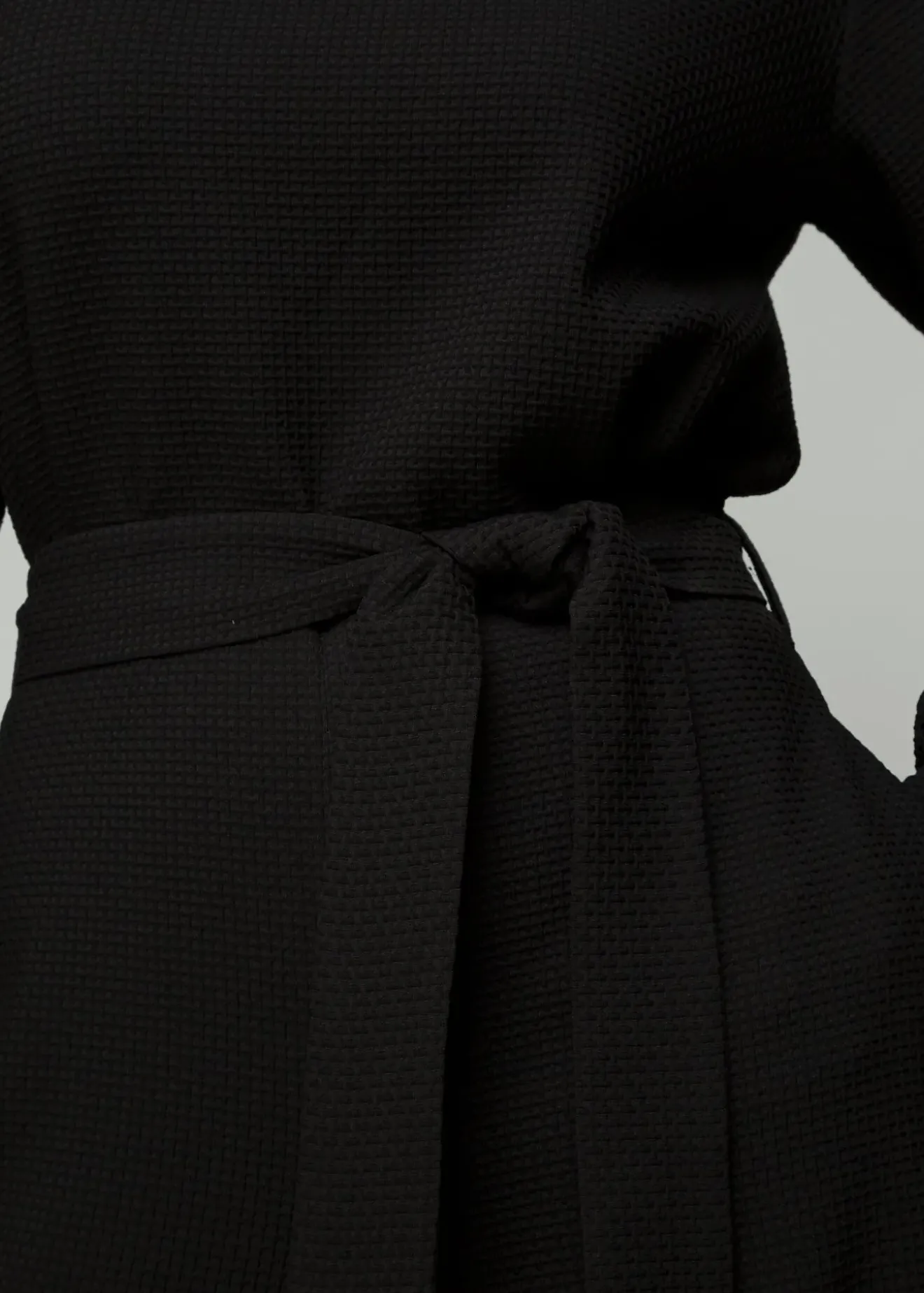 Vanilia Wafel Structuur Jumpsuit Zwart Clearance