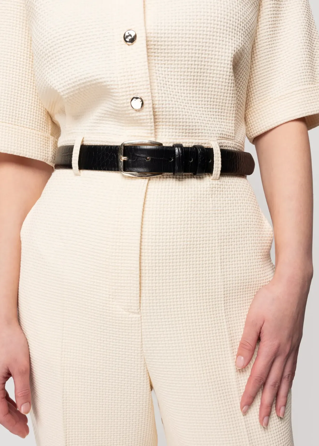 Vanilia Wafelstructuur Jumpsuit Crema New