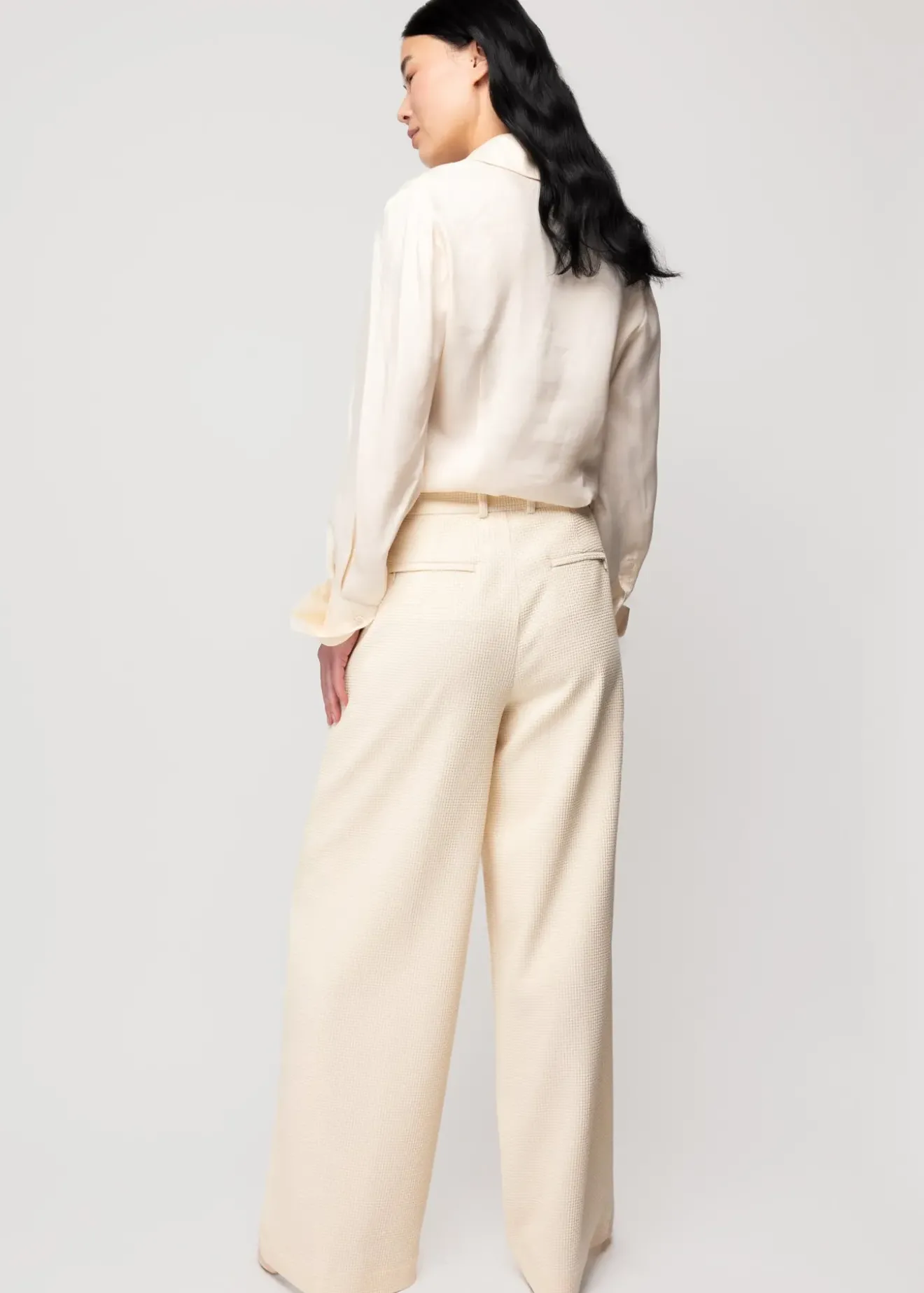 Vanilia Wafel Structuur Pantalon Crema Discount